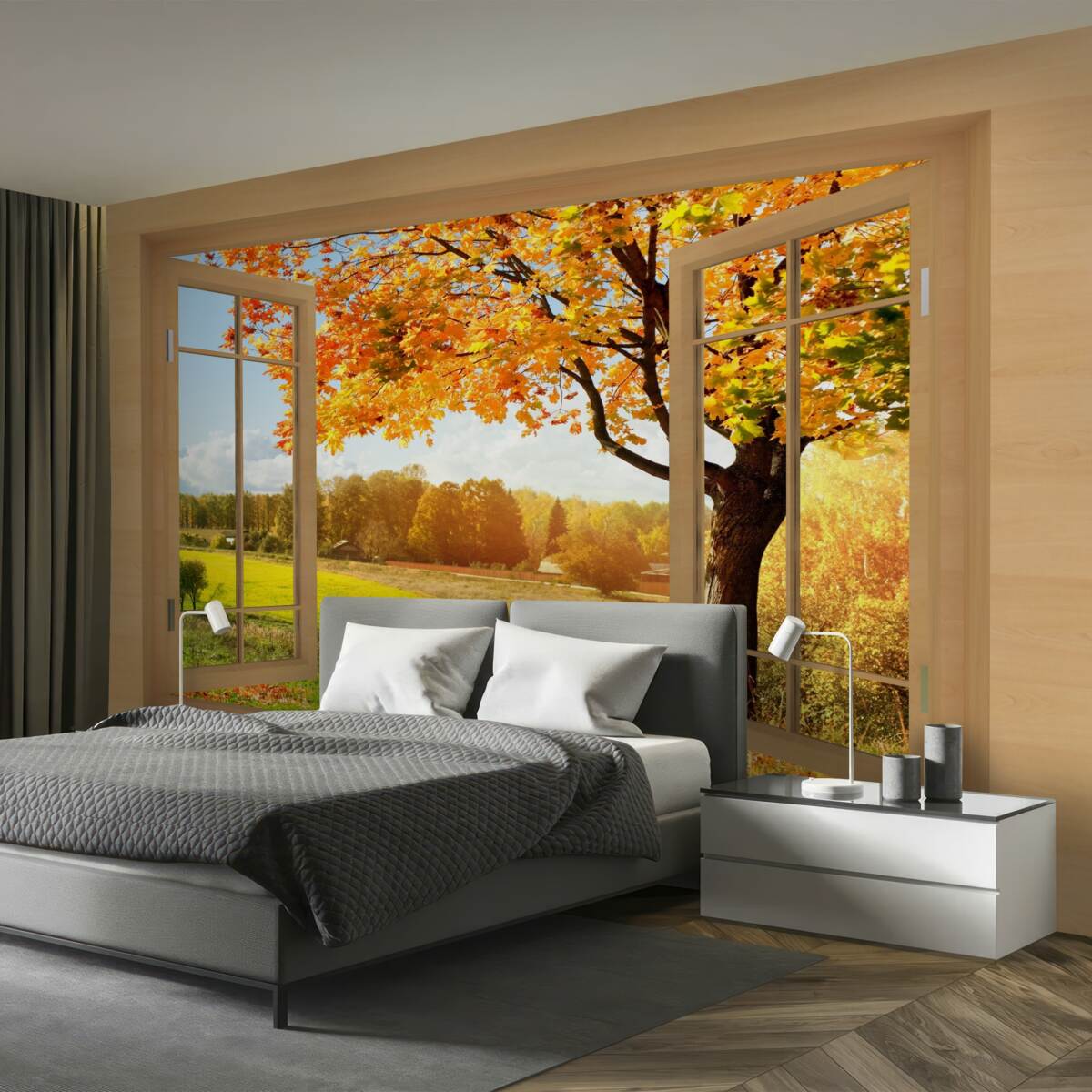 Fototapeta jesienny widok z okna