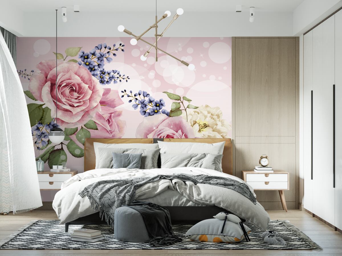 Fototapeta pąki róż w aranżacji