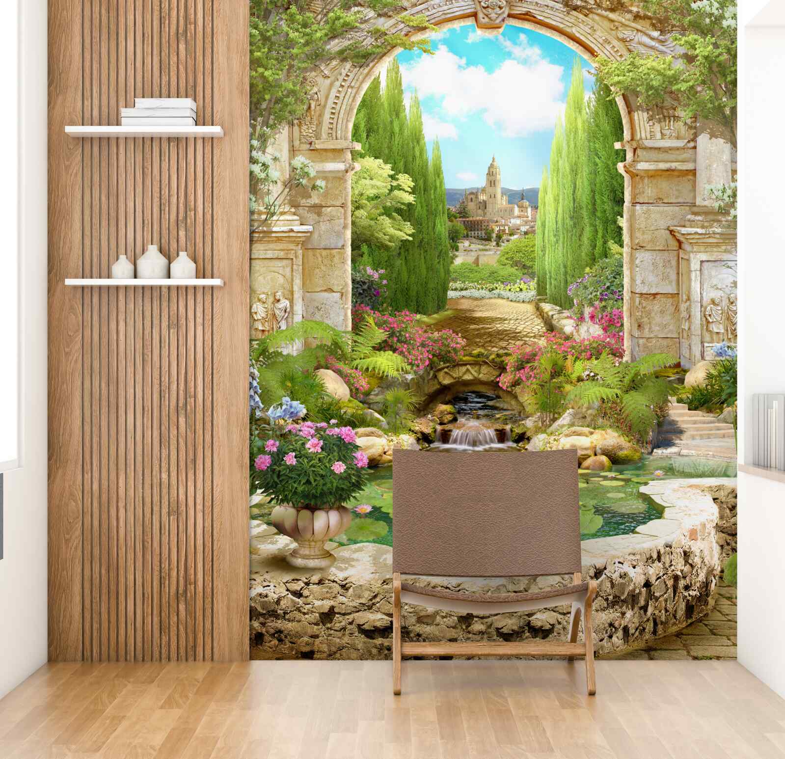 Fototapeta stary kamienny łuk otoczony zielenią