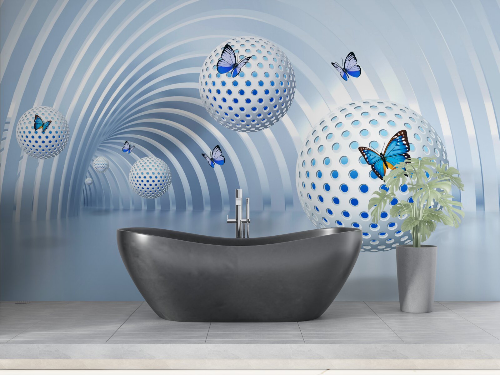 Fototapeta kule wiszące w powietrzu wewnątrz tunelu