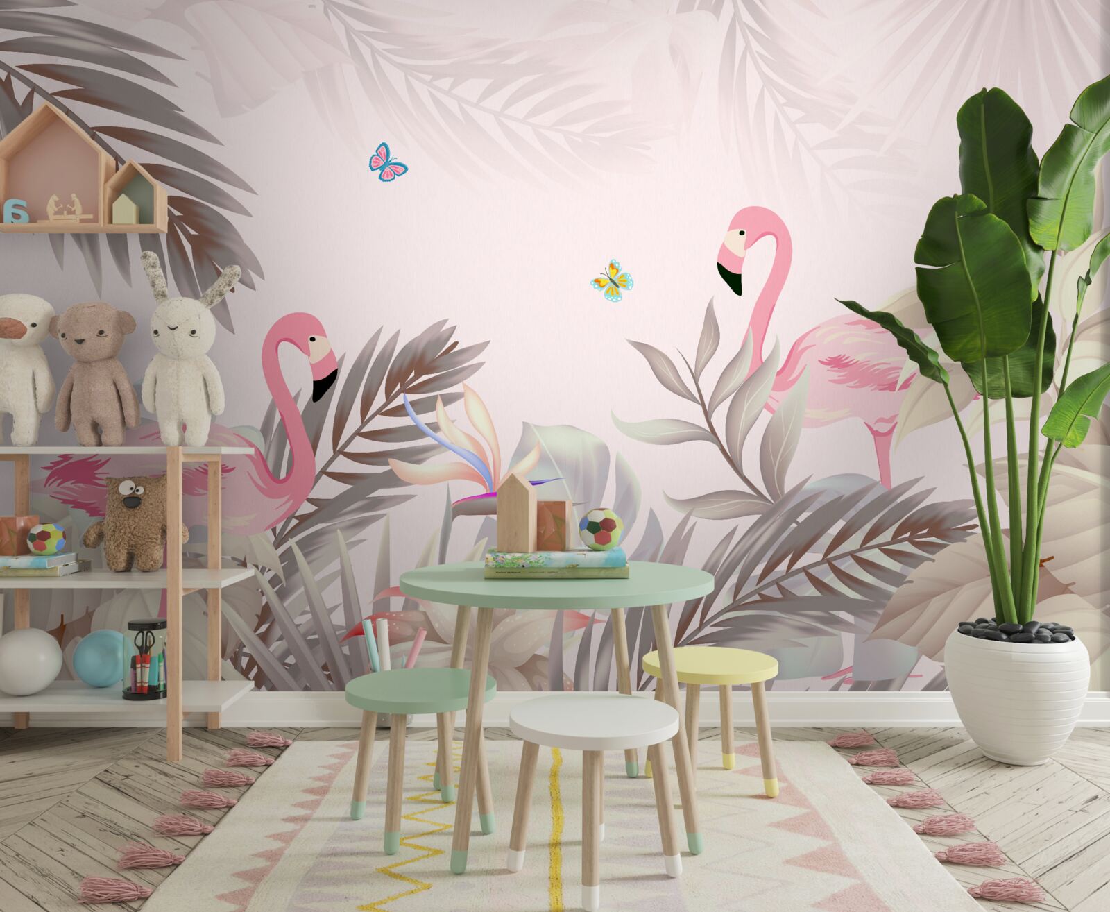 Fototapeta flaming wśród drzew