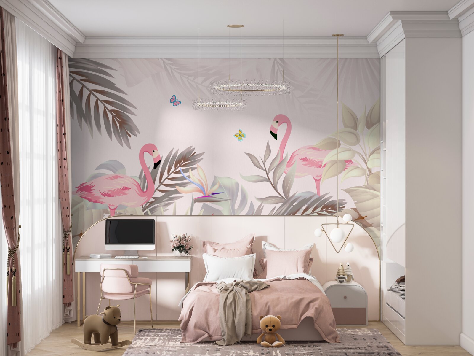 Fototapeta flaming wśród drzew