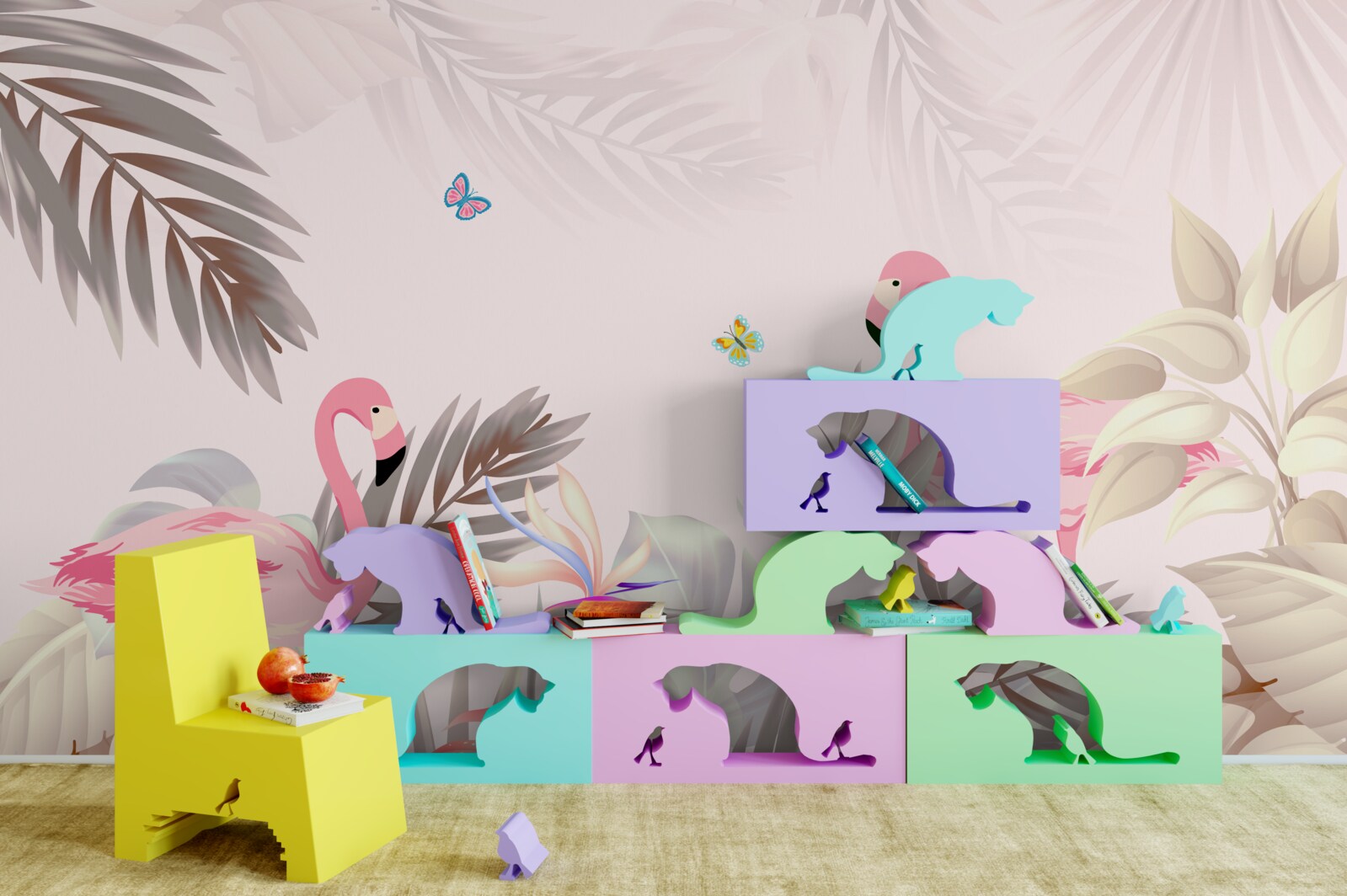 Fototapeta flaming wśród drzew