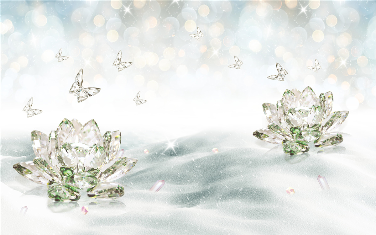 Fototapeta kwiaty i motyle wykonane ze szkła