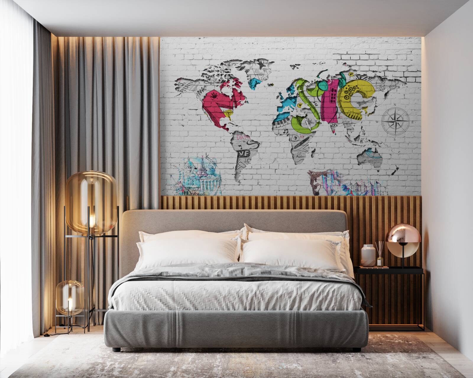 Fototapeta graffiti w formie mapy świata