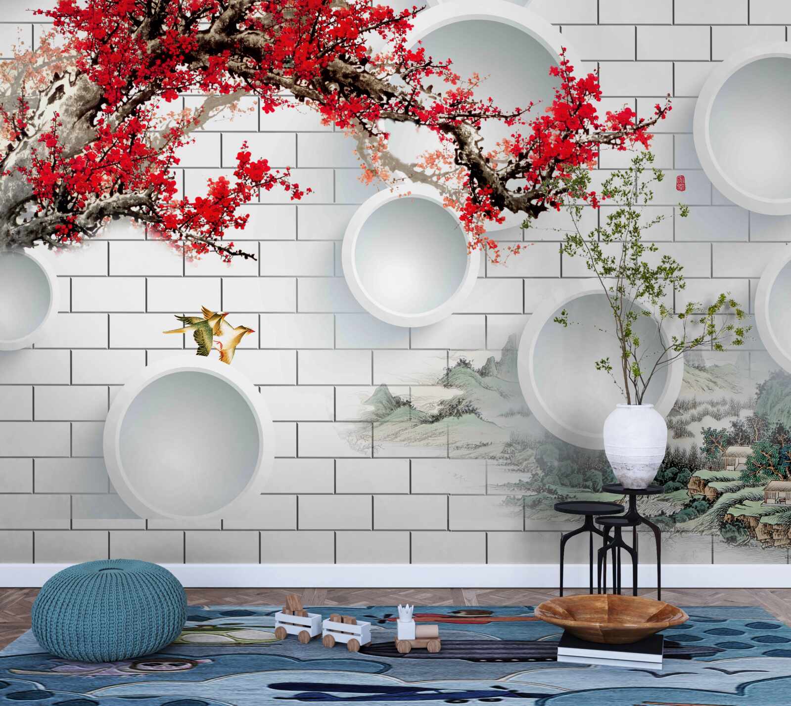 Fototapeta okręgi w geometrycznym stylu i krajobrazie