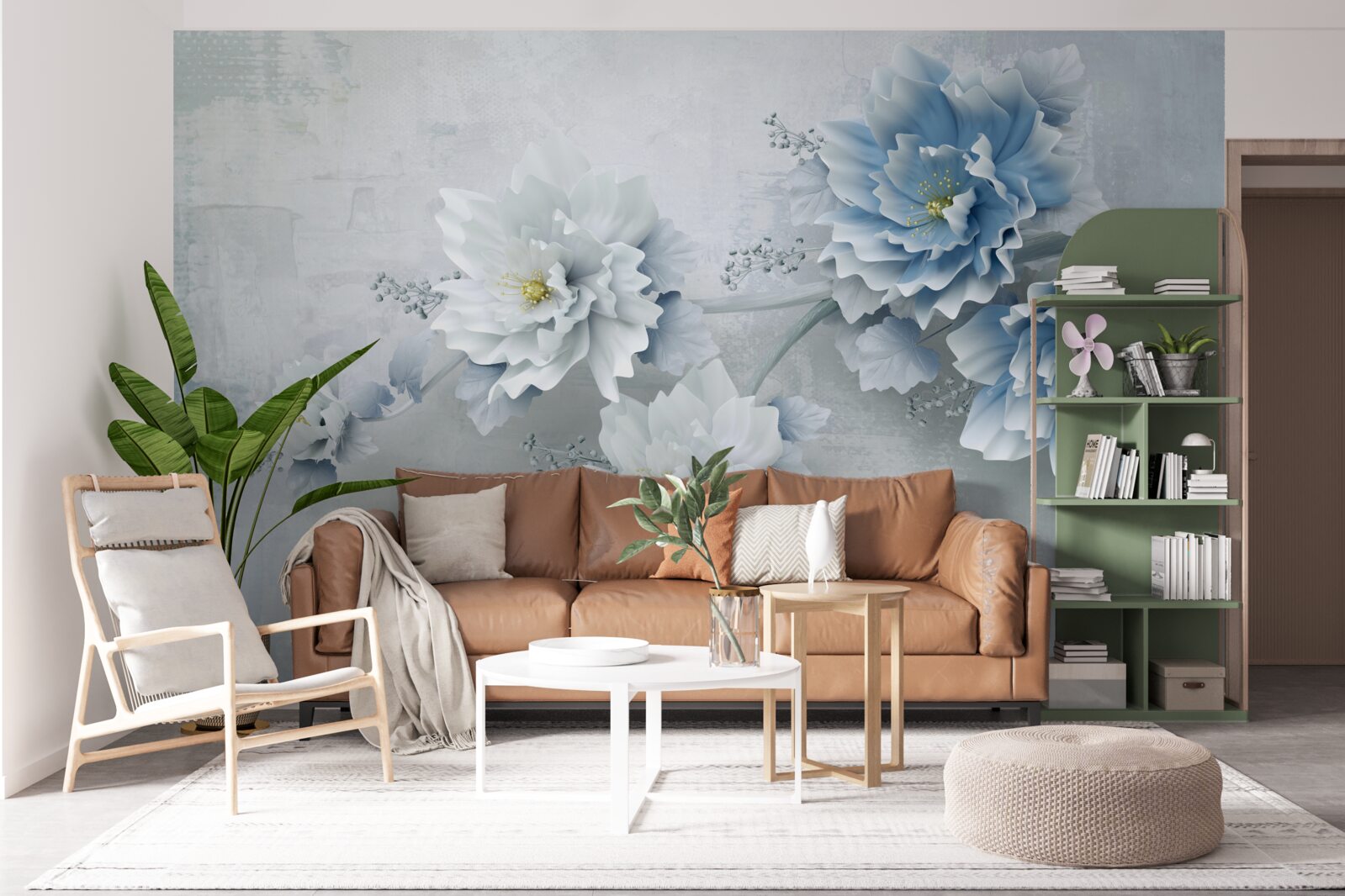 Fototapeta niebieskie kwiaty w pochmurny dzień