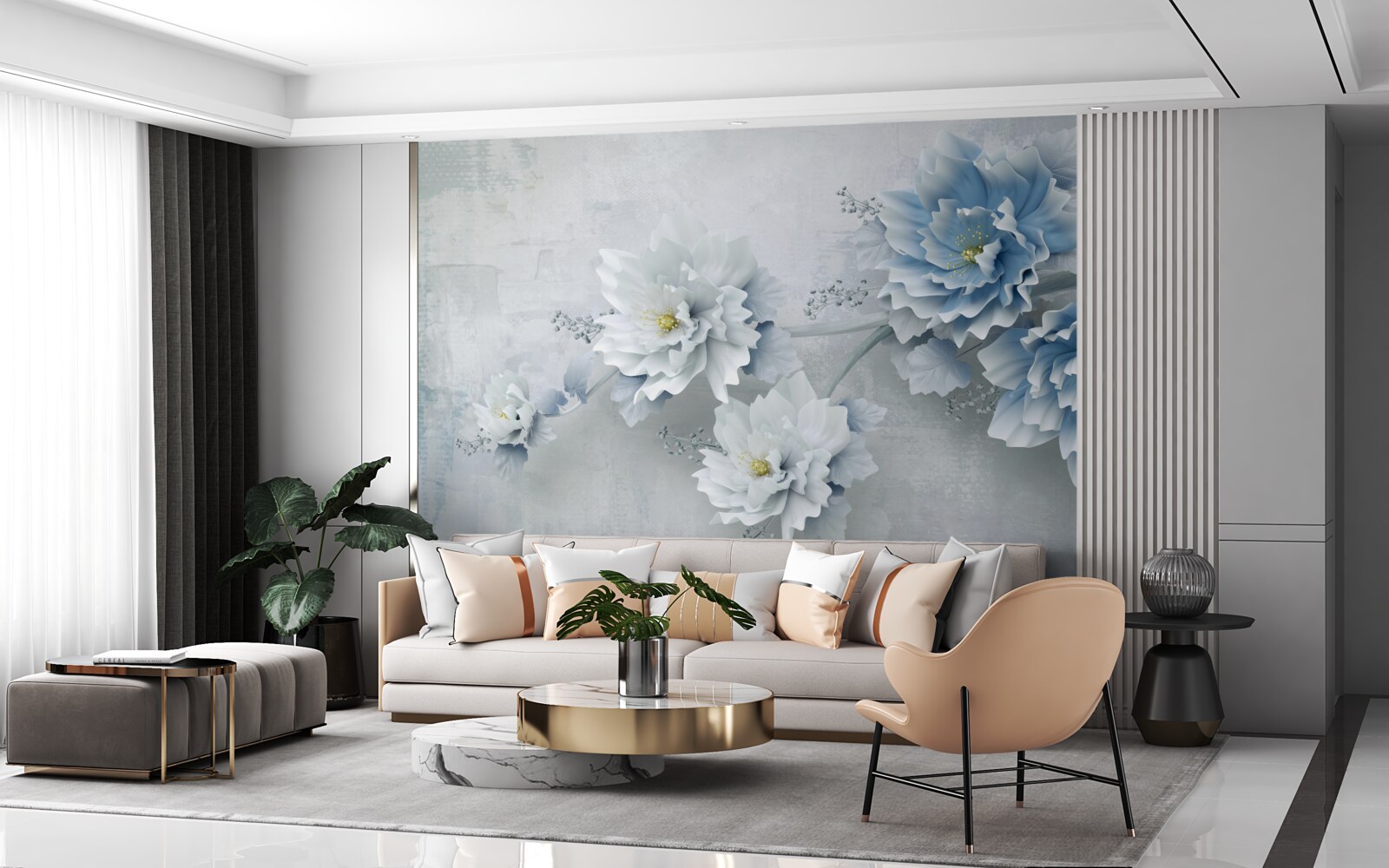 Fototapeta niebieskie kwiaty w pochmurny dzień