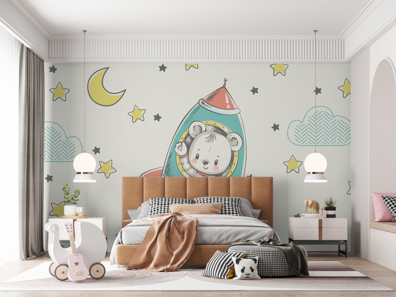 Fototapeta młody astronauta na statku kosmicznym