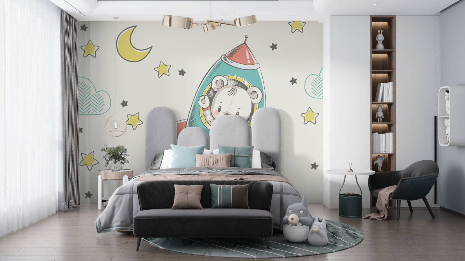 Fototapeta młody astronauta na statku kosmicznym