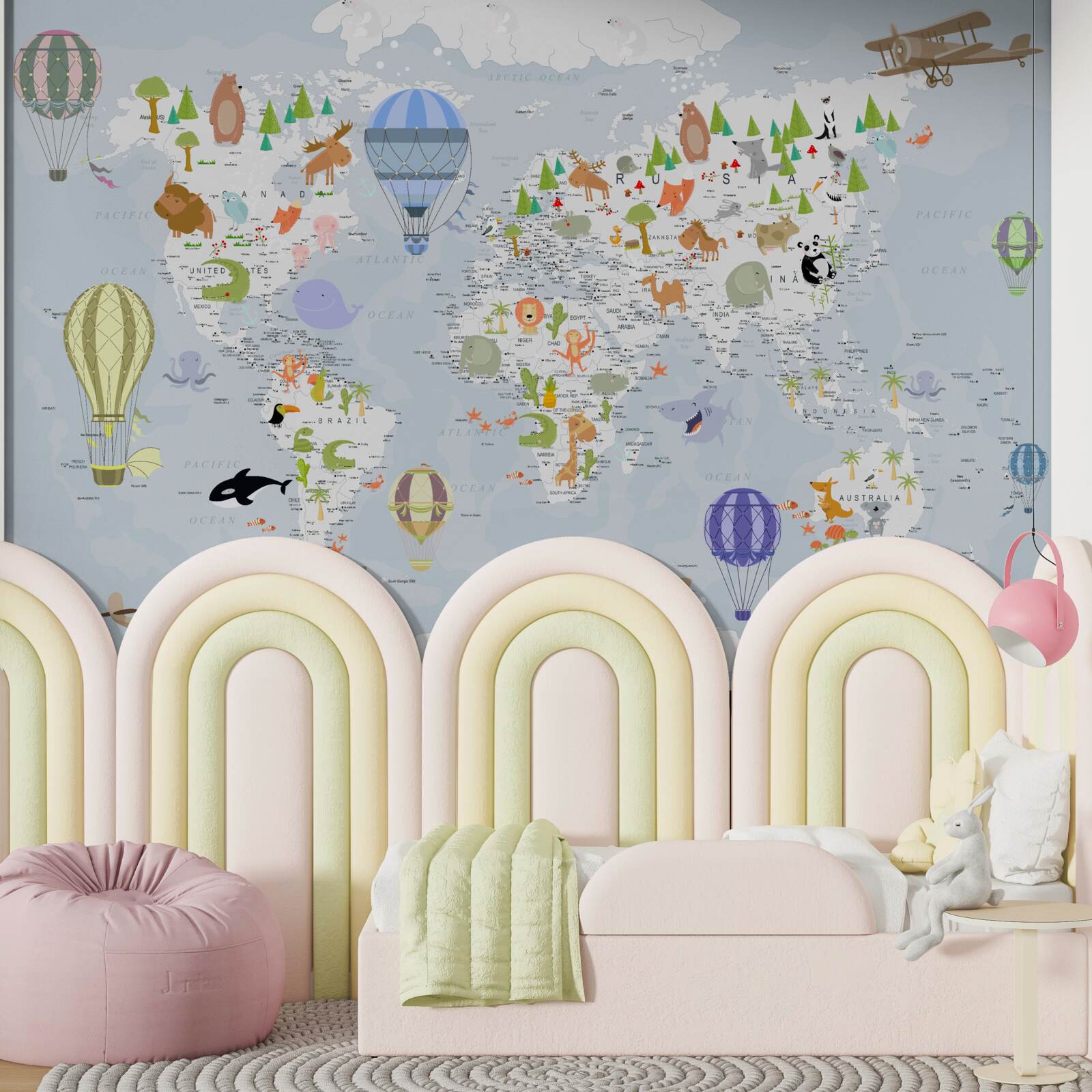 Fototapeta mapa świata z balonami