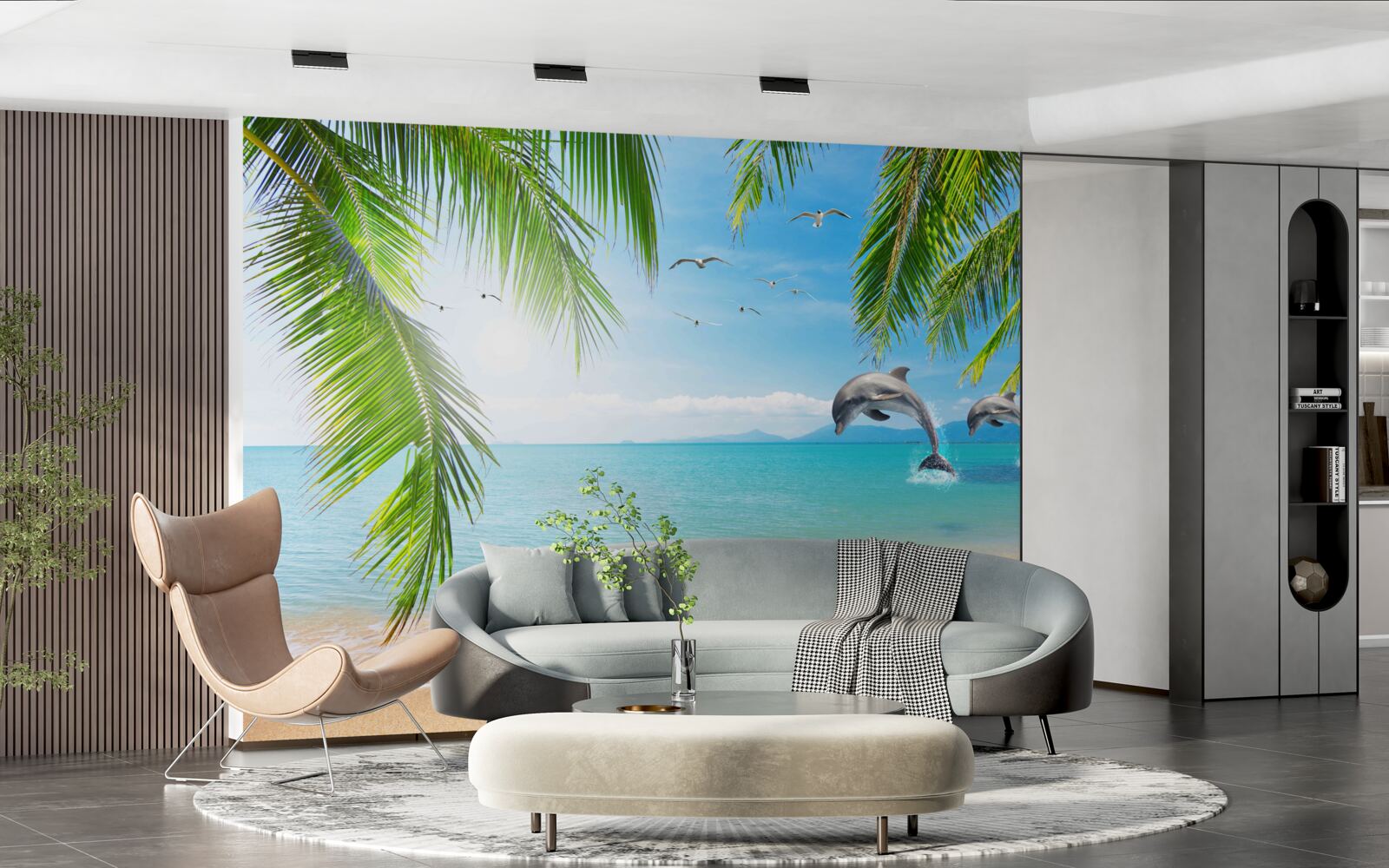 Fototapeta dwa delfiny u wybrzeży z lazurową wodą