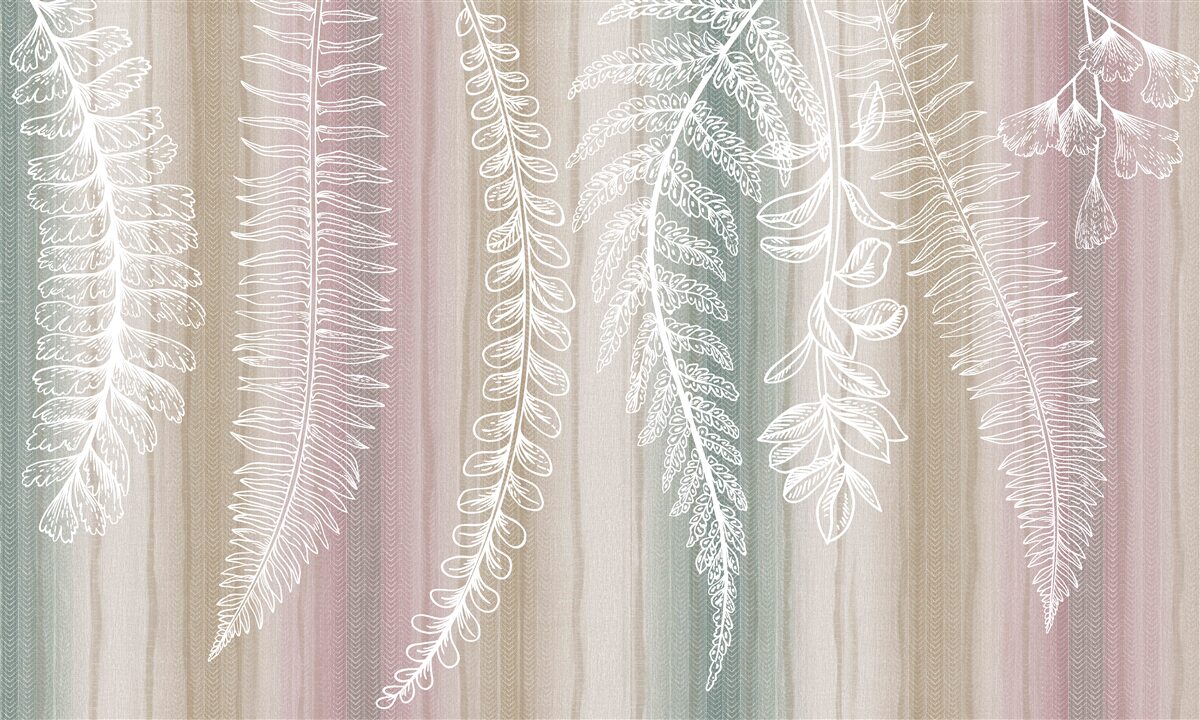 Fototapeta liście są białe z abstrakcyjnym wzorem