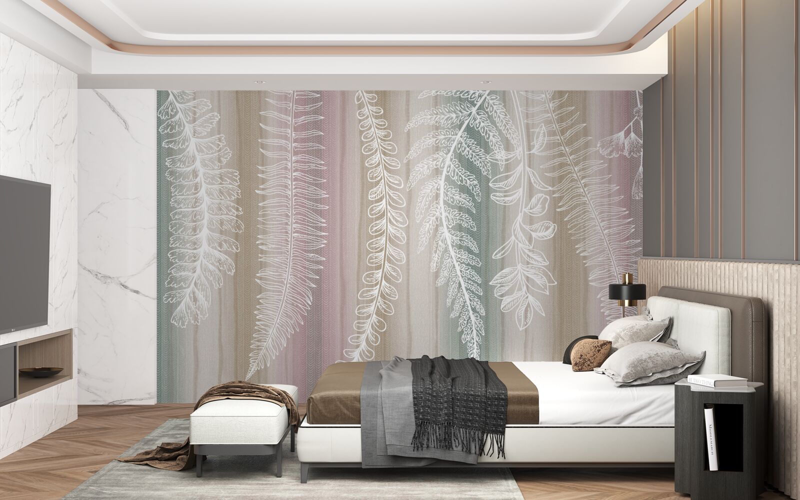 Fototapeta liście są białe z abstrakcyjnym wzorem