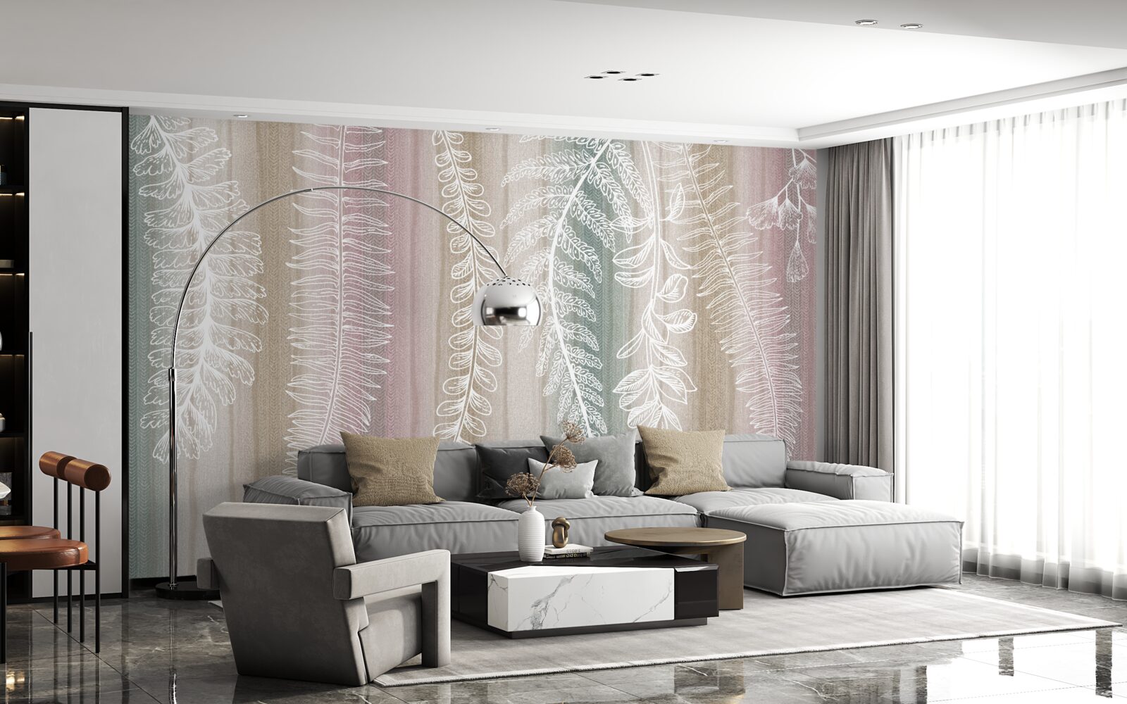 Fototapeta liście są białe z abstrakcyjnym wzorem