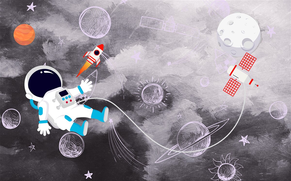 Fototapeta astronauta w przestrzeni pozbawionej powietrza