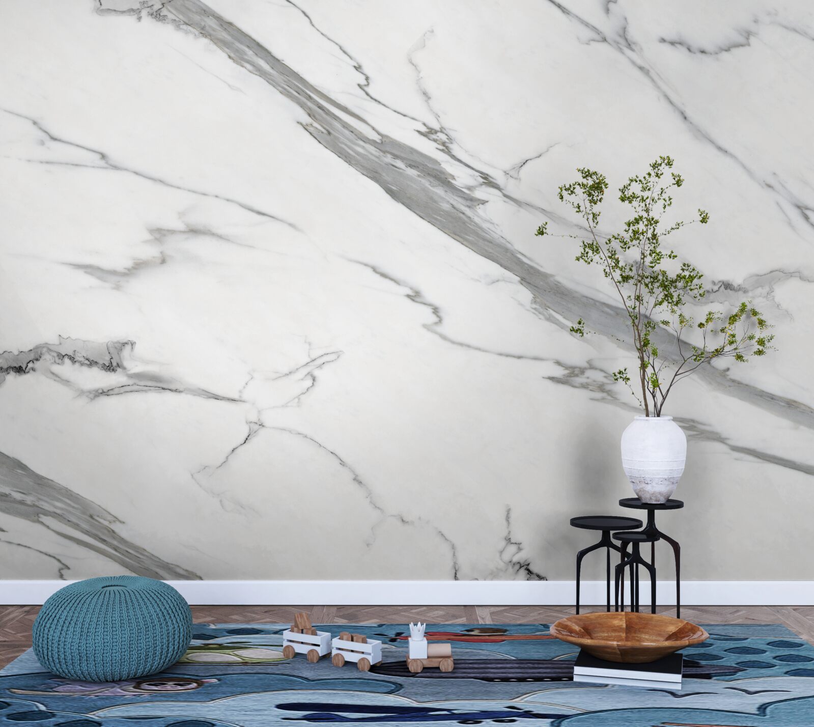 Fototapeta biały marmur z szarymi wzorami