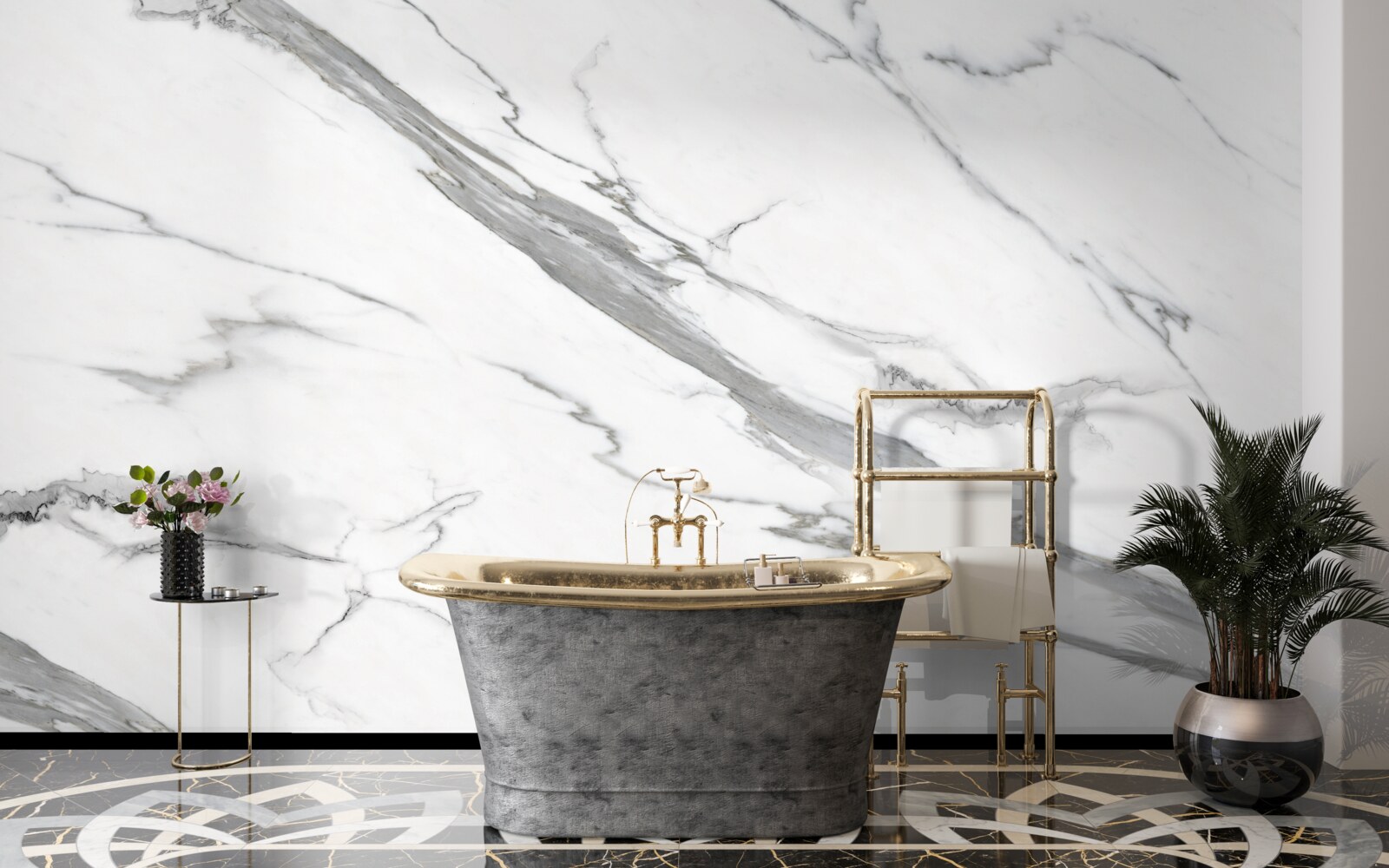 Fototapeta biały marmur z szarymi wzorami