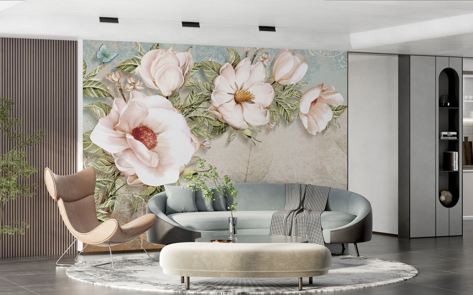 Fototapeta jasne pąki kwiatowe na abstrakcyjnym tle