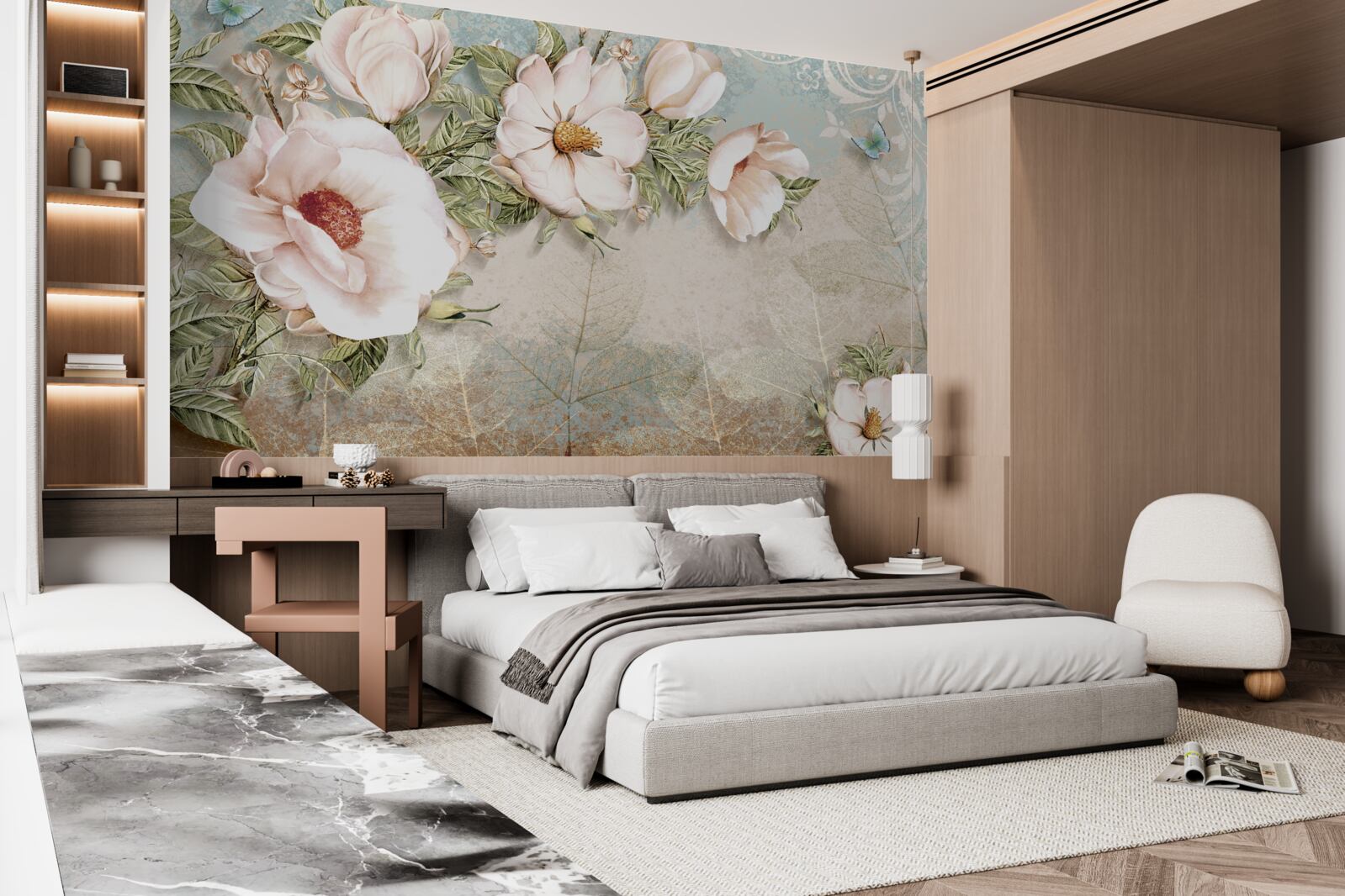 Fototapeta jasne pąki kwiatowe na abstrakcyjnym tle