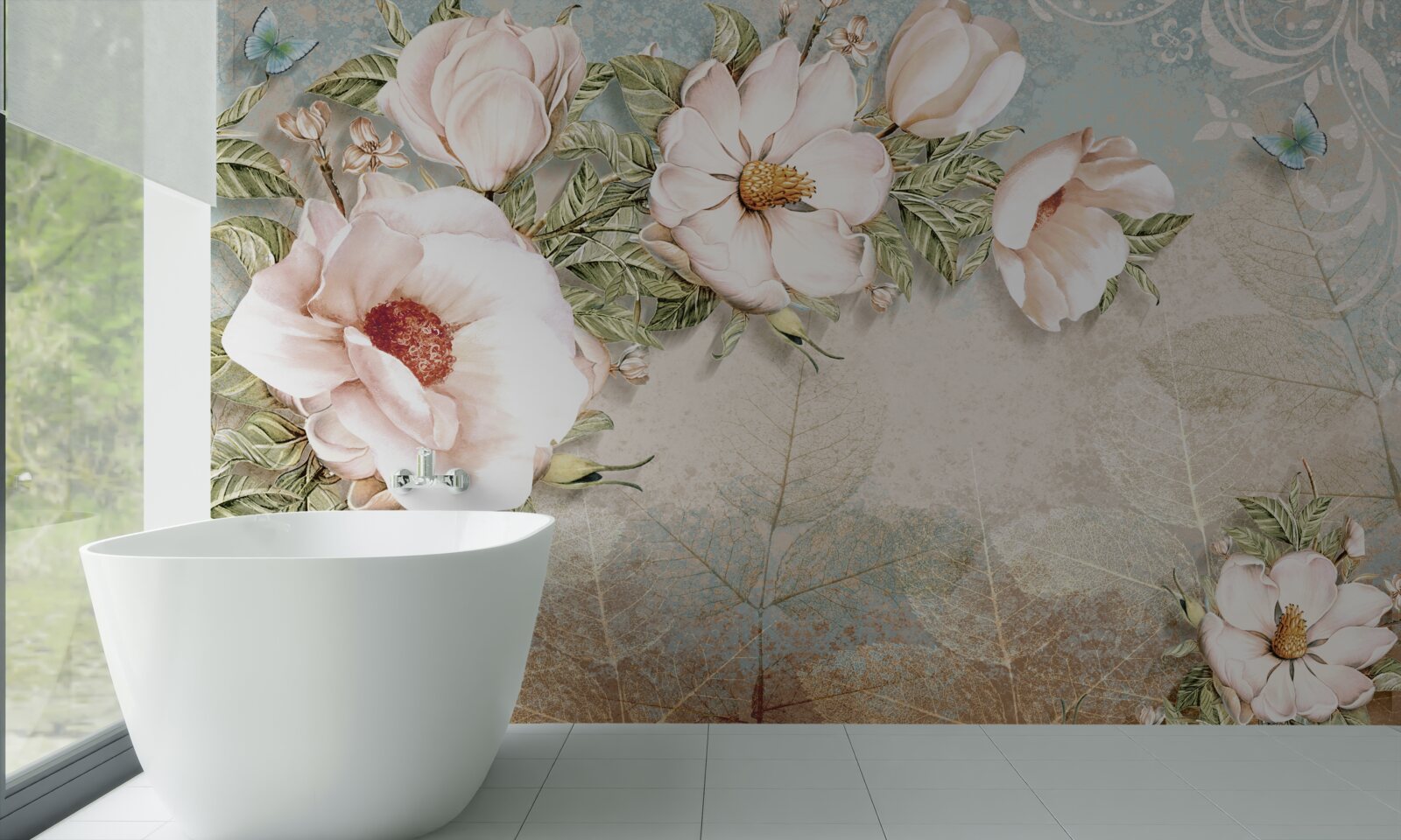 Fototapeta jasne pąki kwiatowe na abstrakcyjnym tle