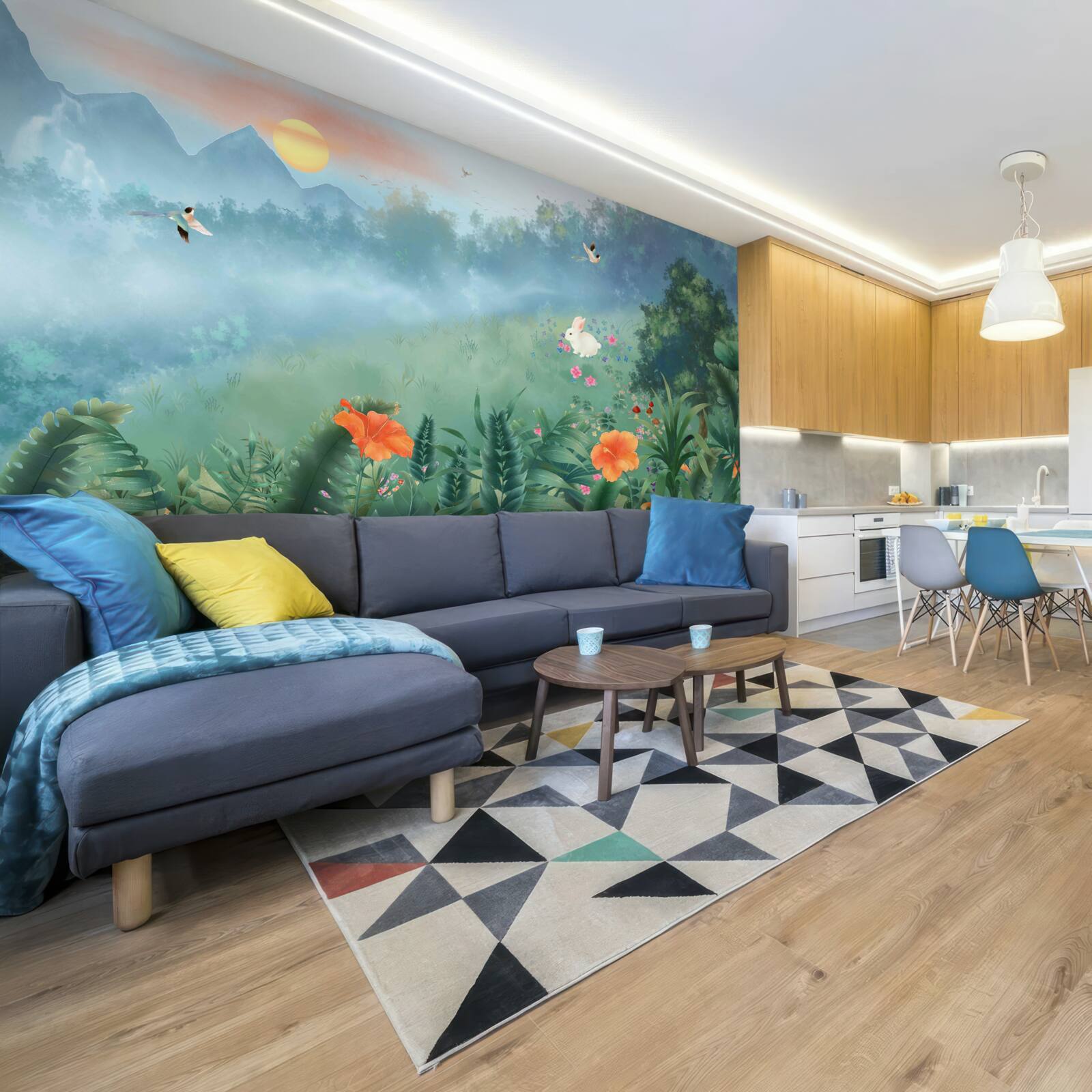 Fototapeta wschód słońca nad górską polaną