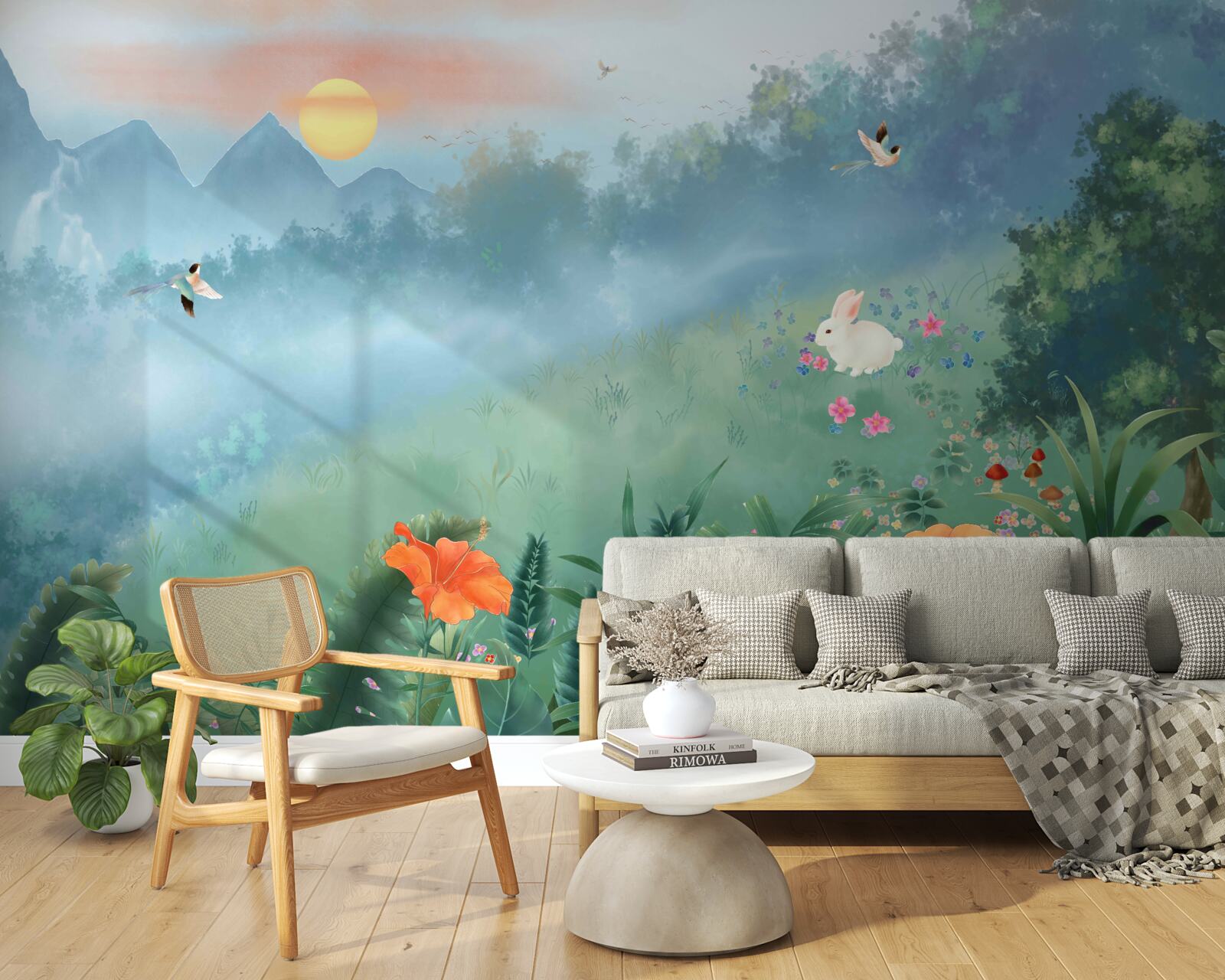 Fototapeta wschód słońca nad górską polaną