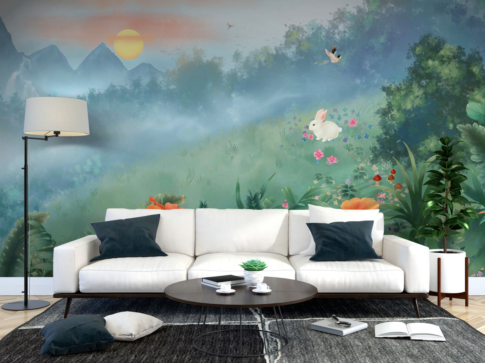 Fototapeta wschód słońca nad górską polaną