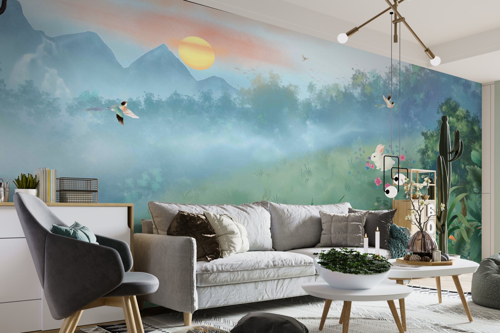 Fototapeta wschód słońca nad górską polaną