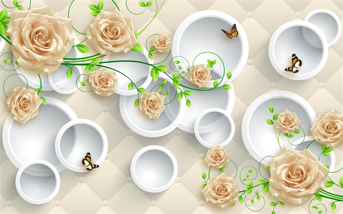 Fototapeta koła z wzorami róż