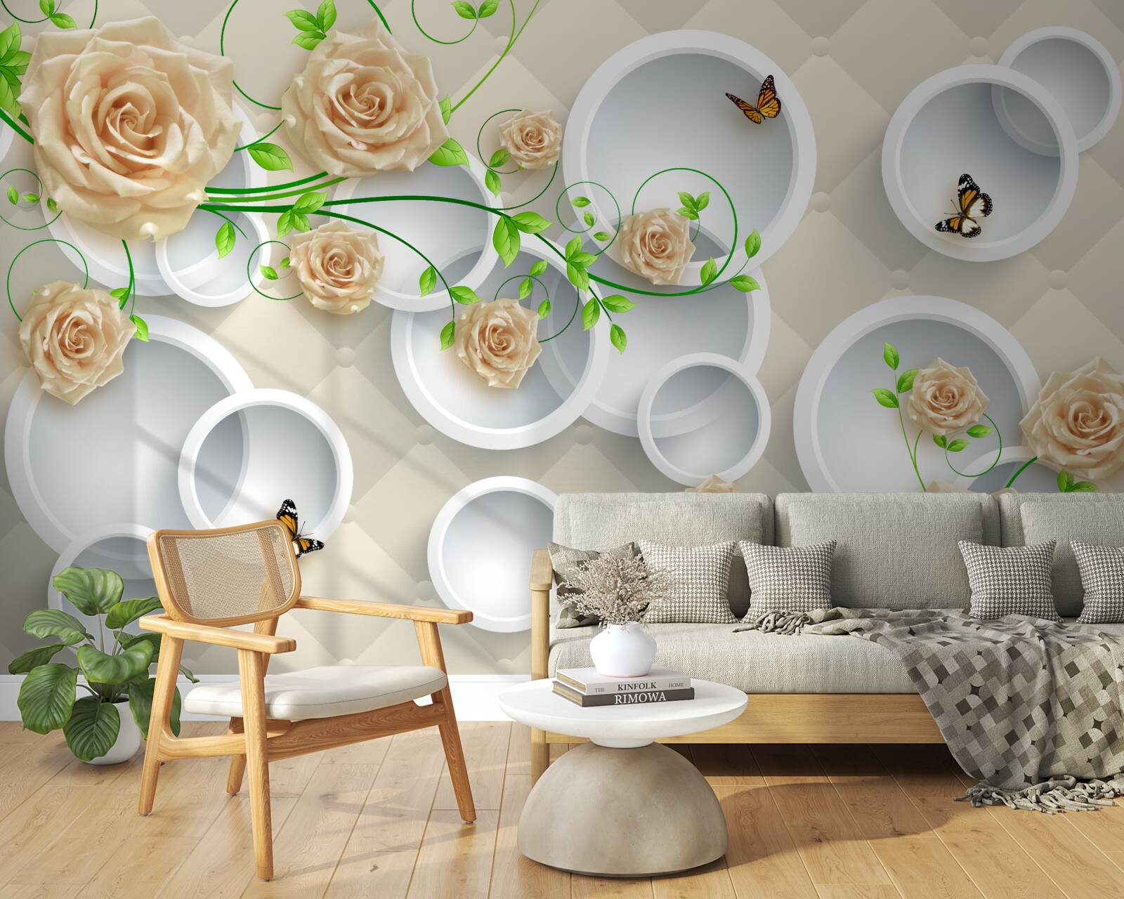 Fototapeta koła z wzorami róż