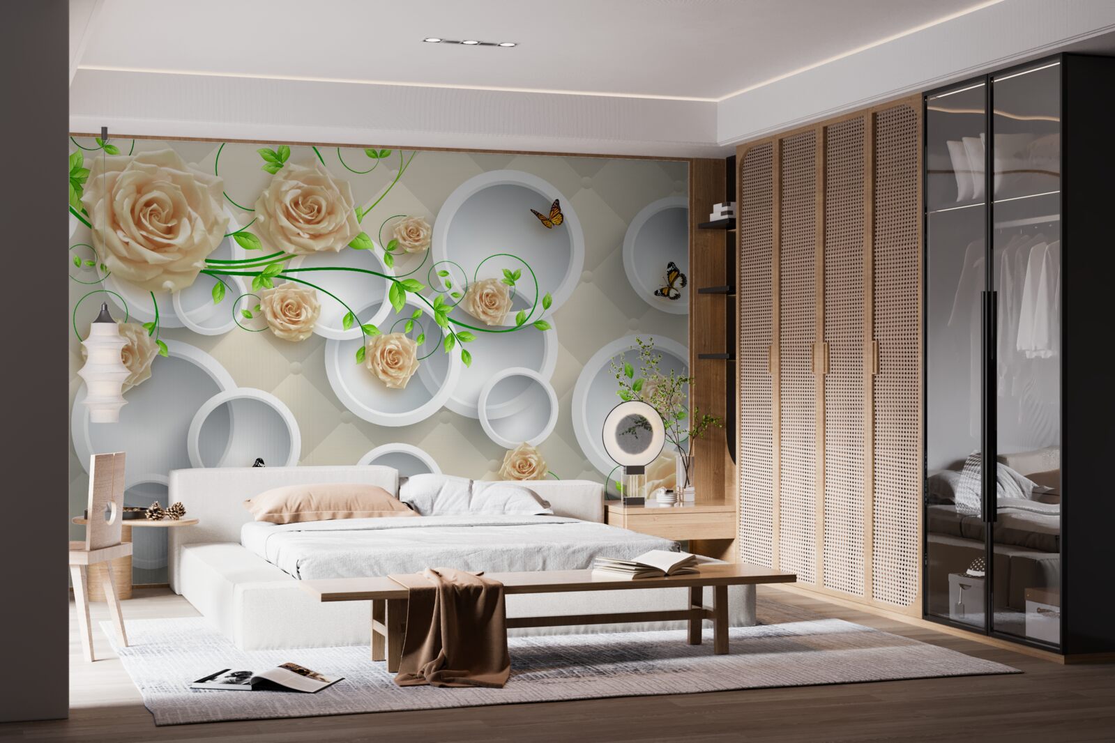 Fototapeta koła z wzorami róż