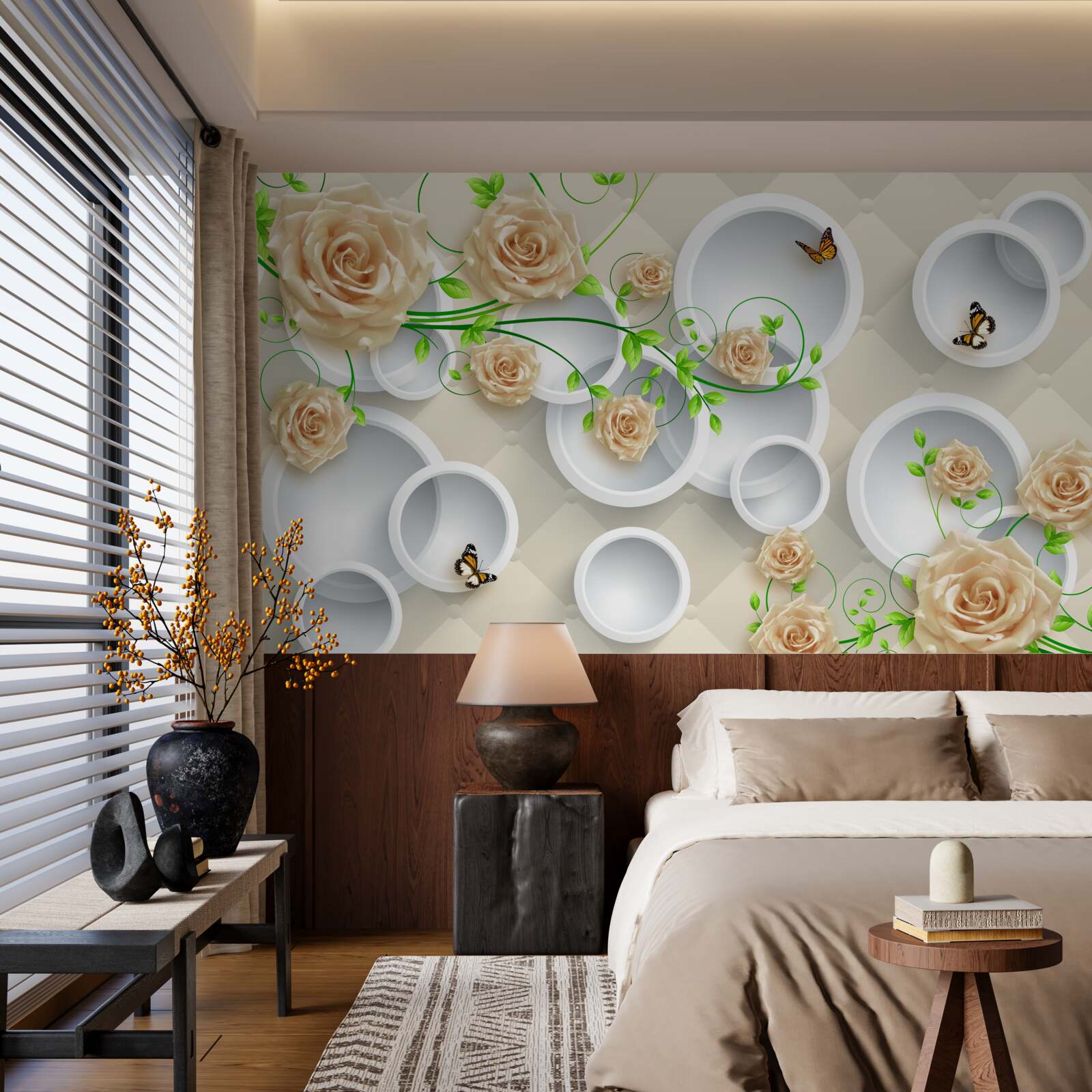 Fototapeta koła z wzorami róż