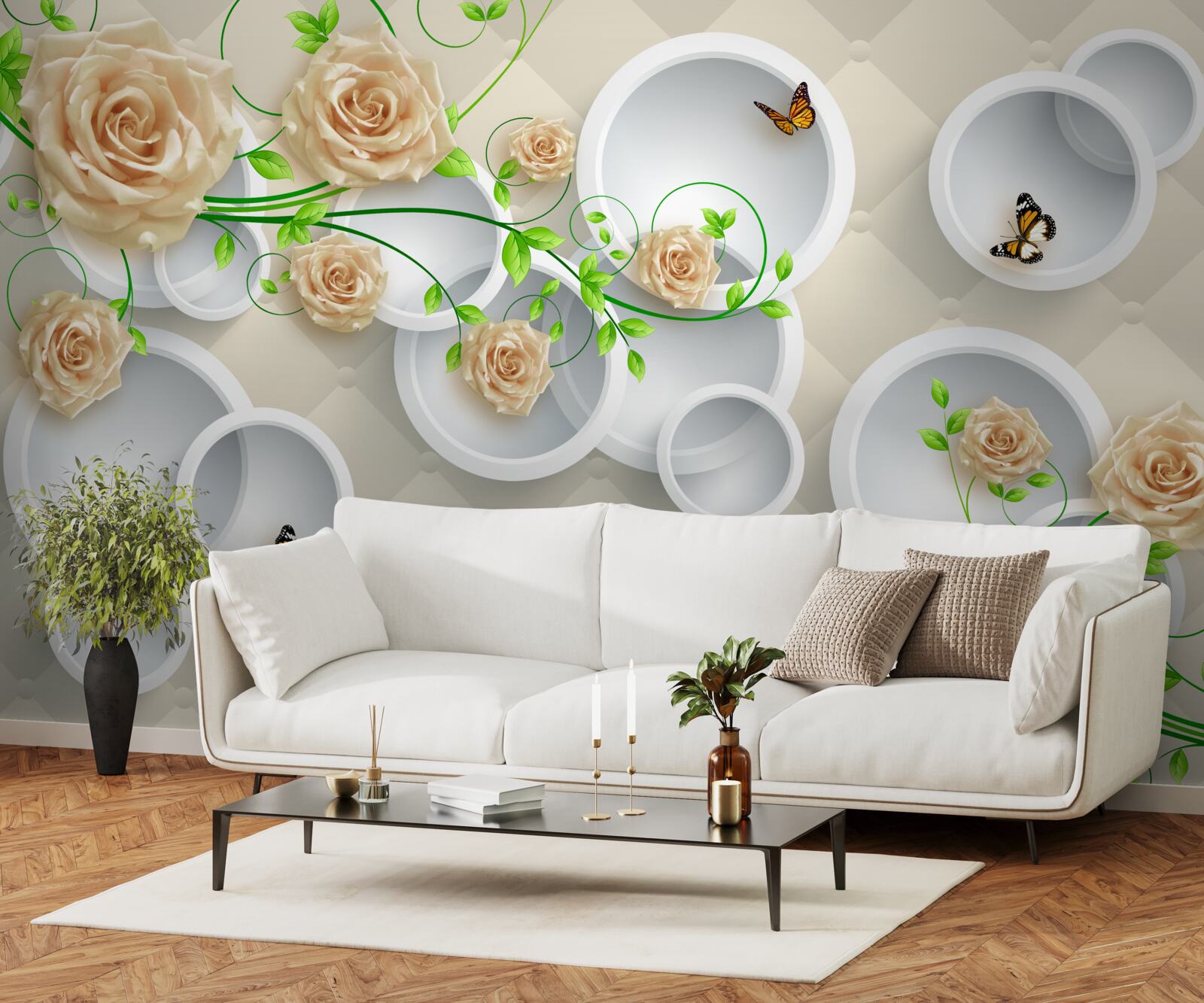 Fototapeta koła z wzorami róż