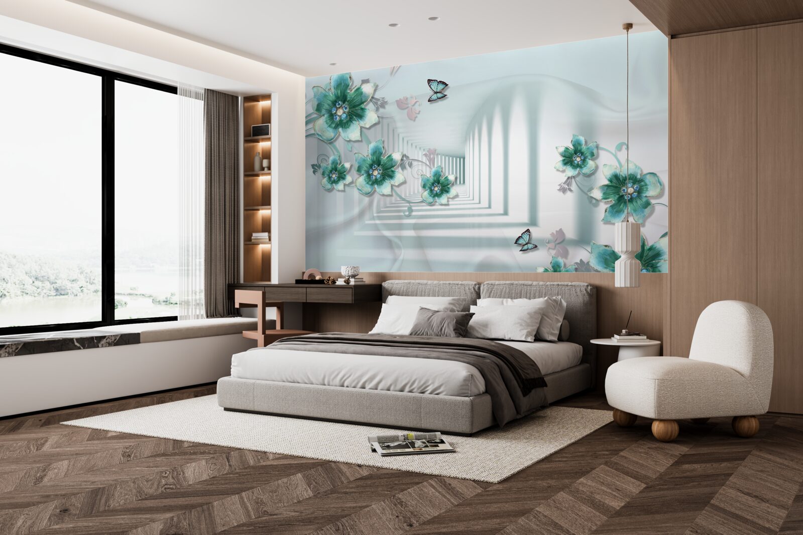 Fototapeta trójwymiarowy tunel z zieloną roślinnością