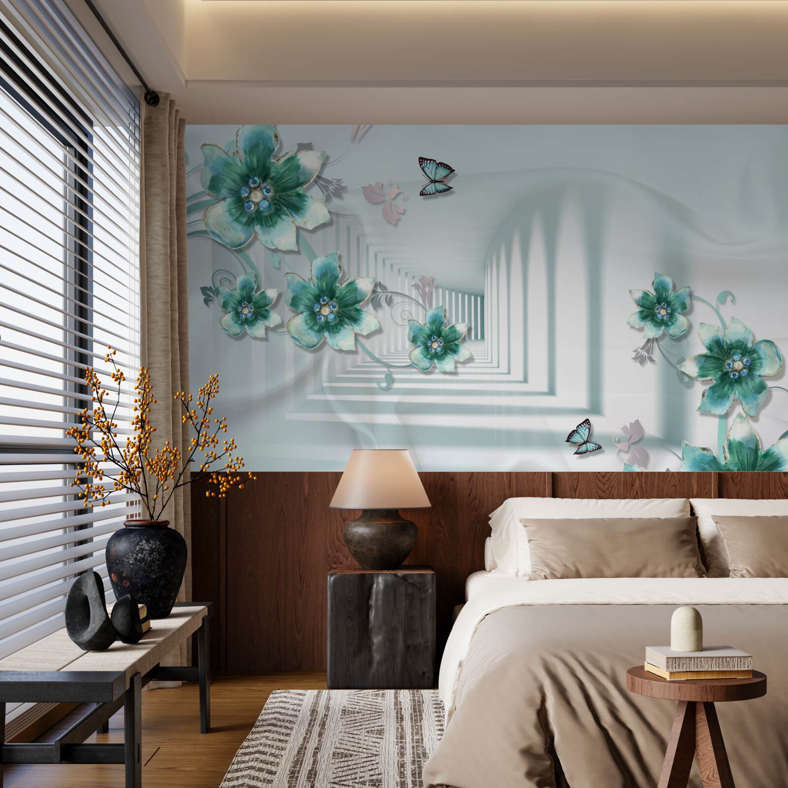 Fototapeta trójwymiarowy tunel z zieloną roślinnością