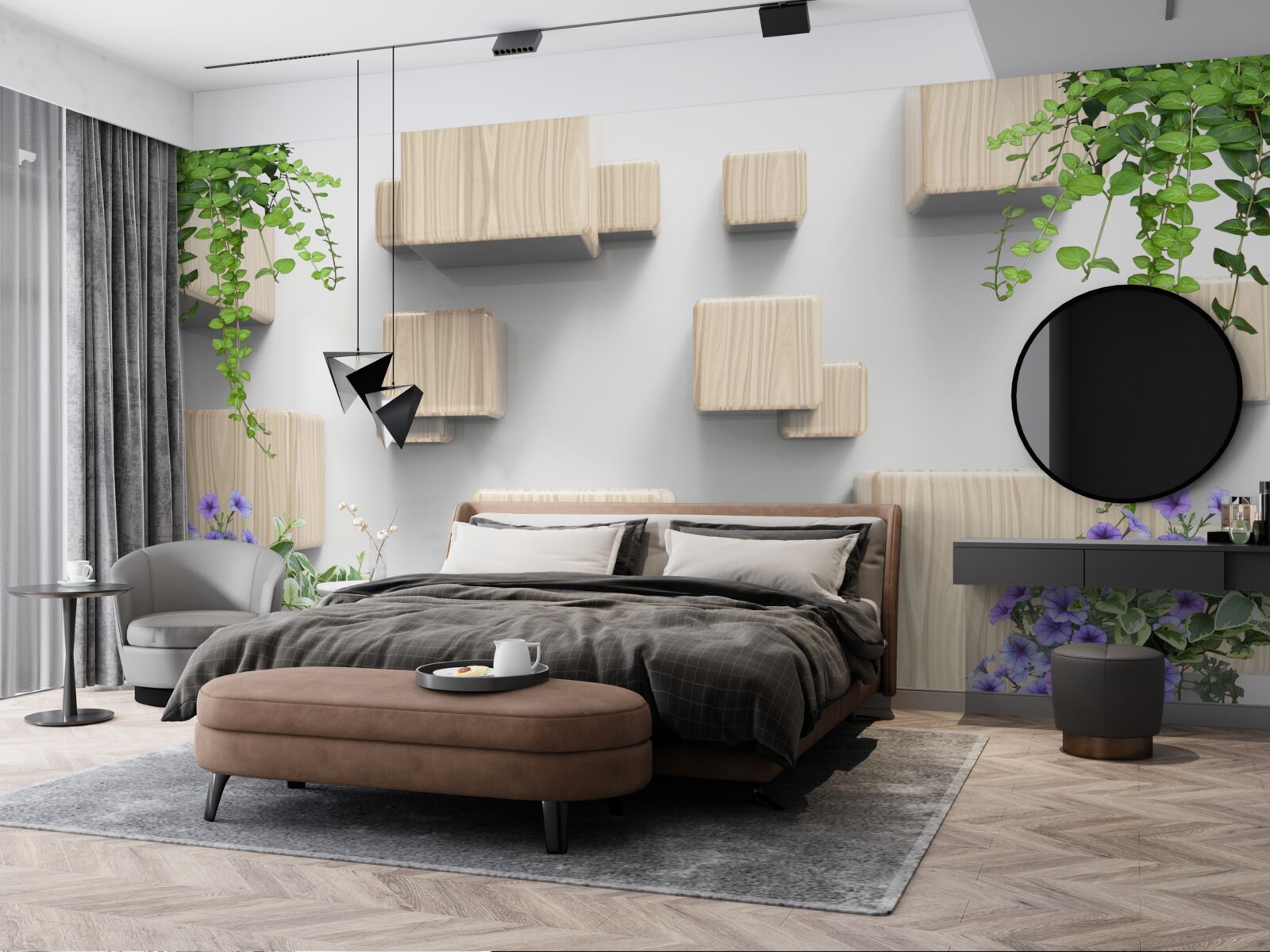 Fototapeta lewitujące kostki wykonane z drewna