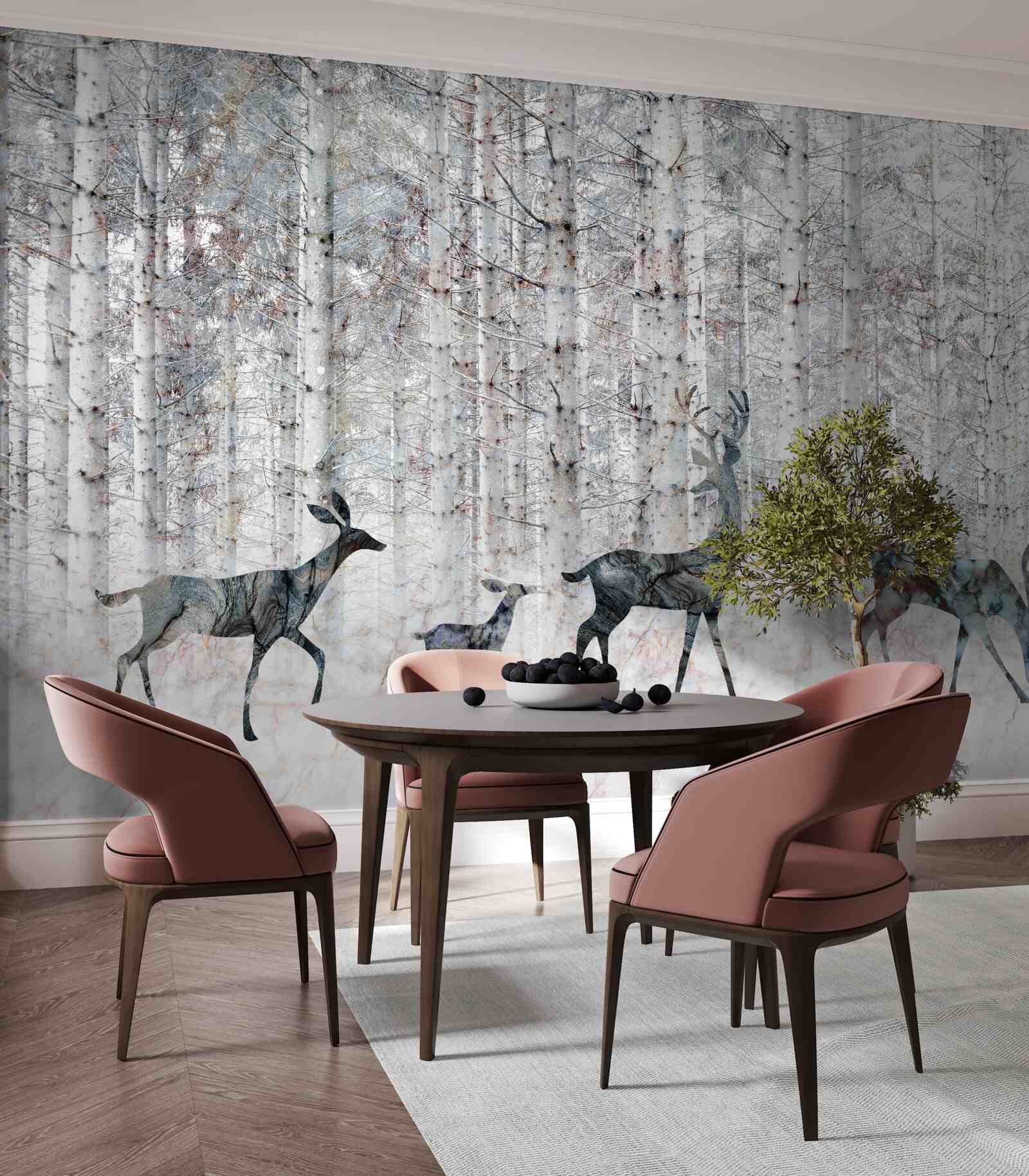 Fototapeta jeleń w zimowym lesie