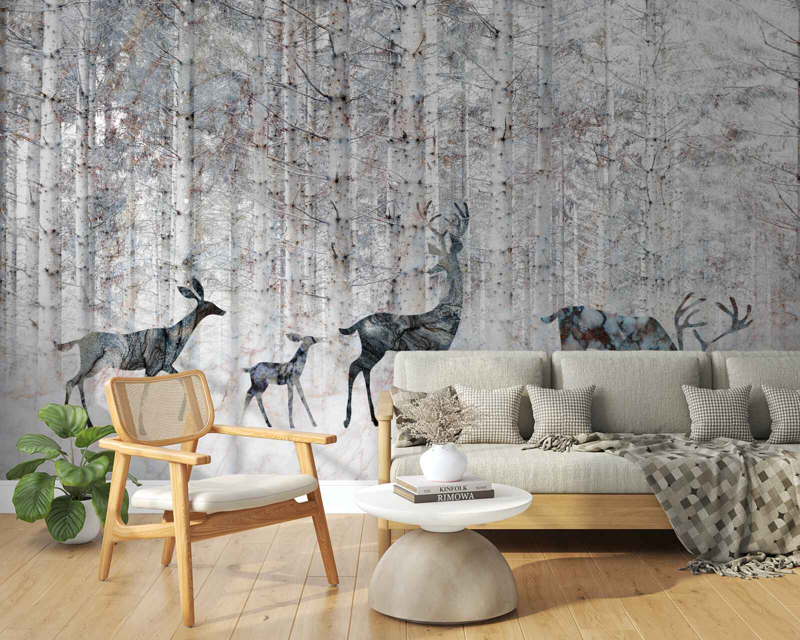 Fototapeta jeleń w zimowym lesie