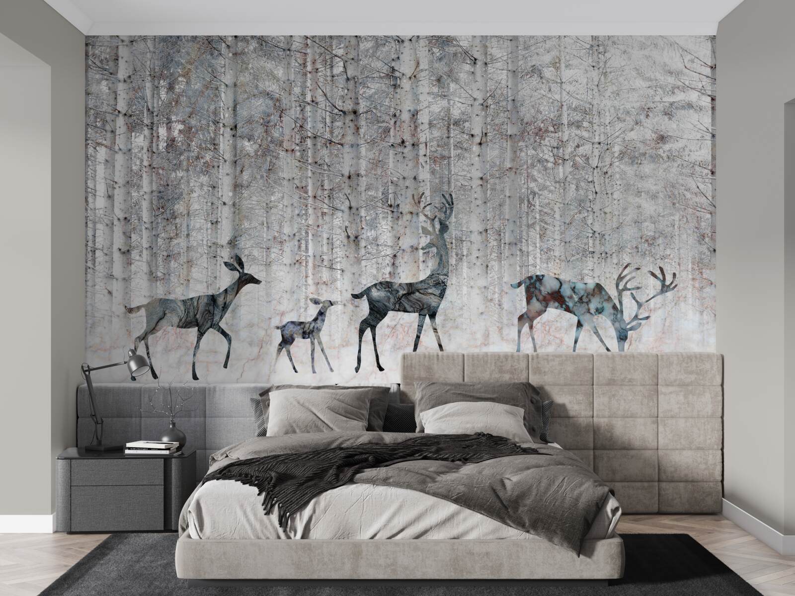 Fototapeta jeleń w zimowym lesie