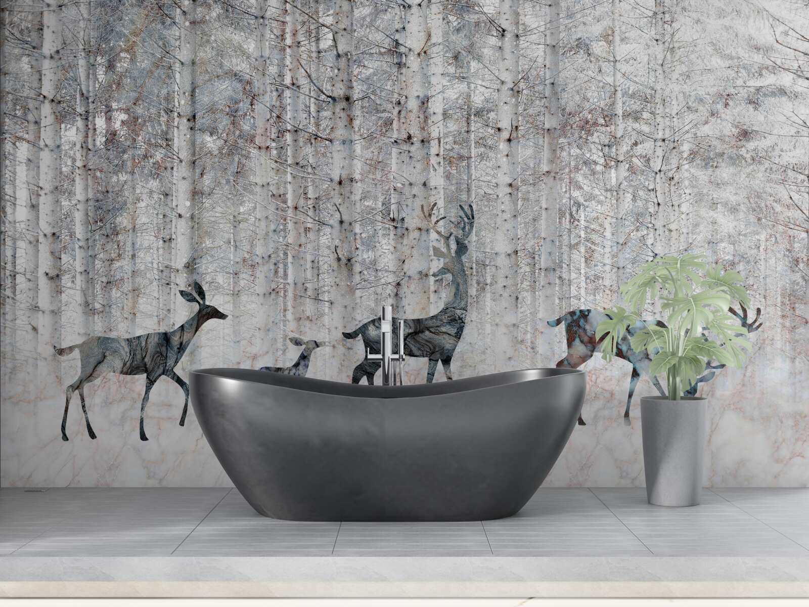 Fototapeta jeleń w zimowym lesie