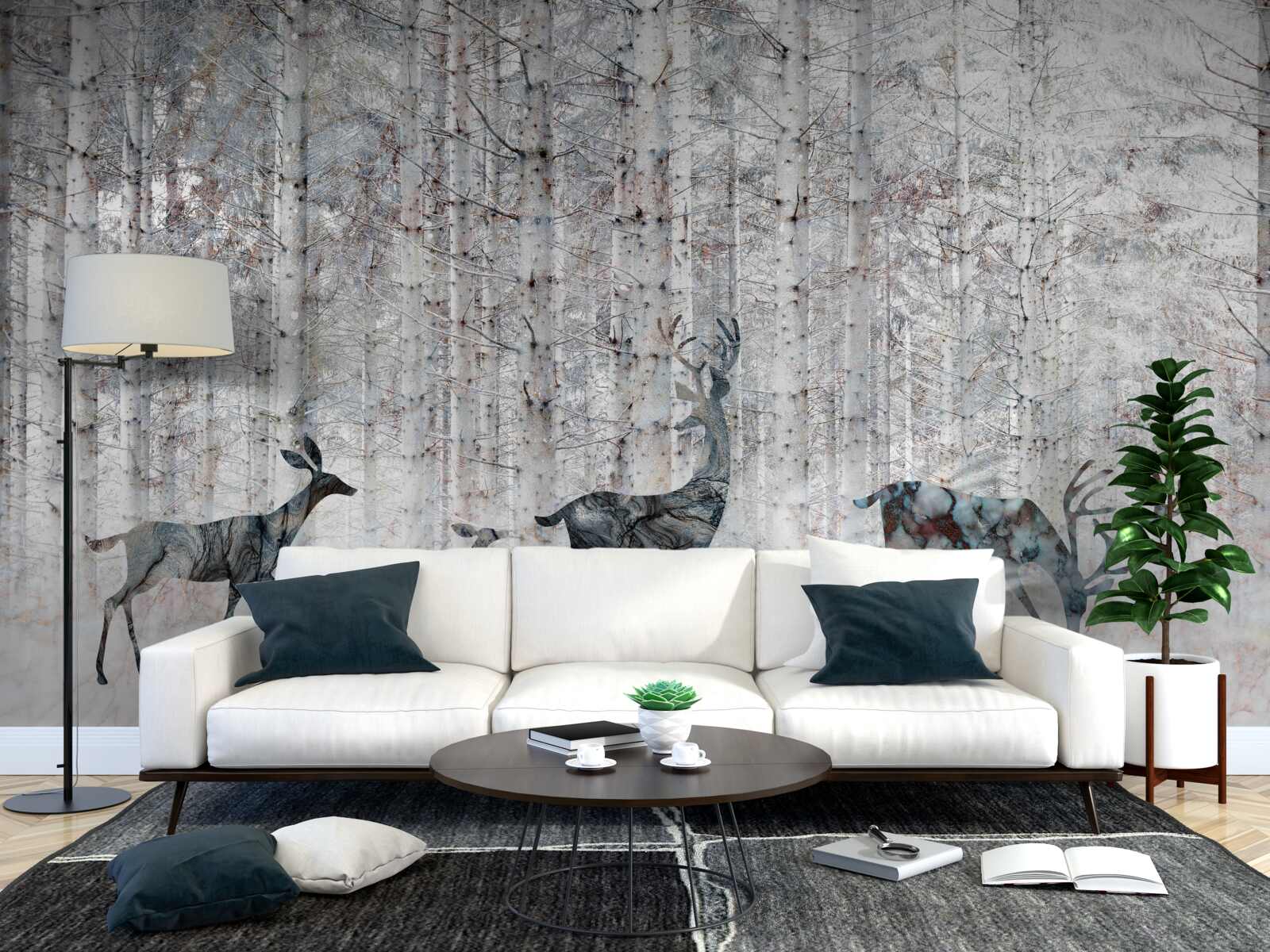 Fototapeta jeleń w zimowym lesie