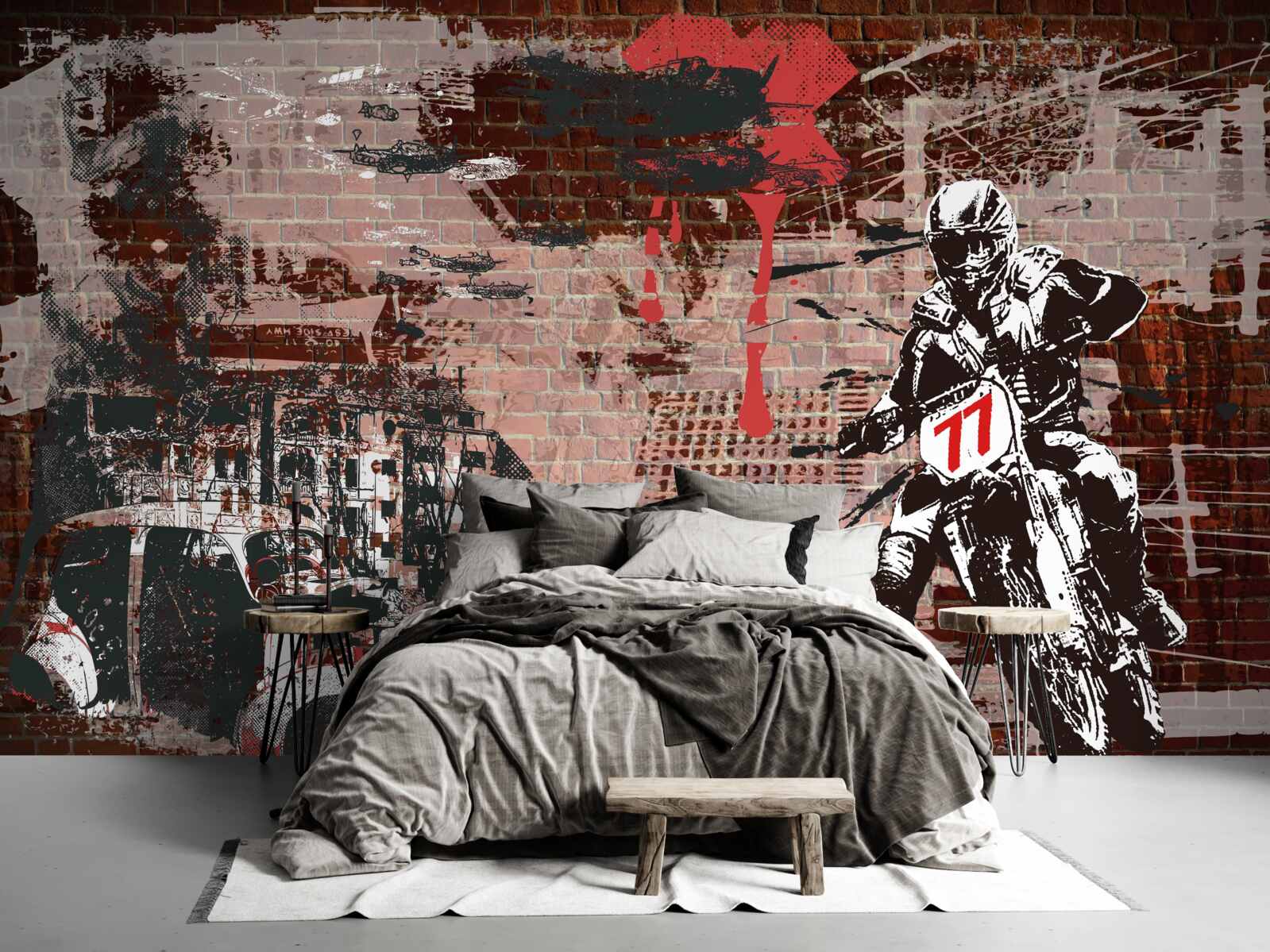 Fototapeta rowerzysta na motocyklu