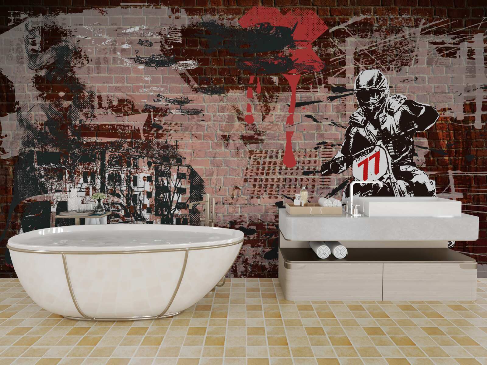 Fototapeta rowerzysta na motocyklu