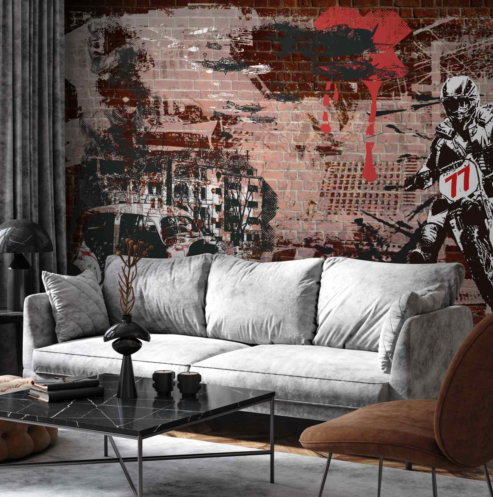 Fototapeta rowerzysta na motocyklu