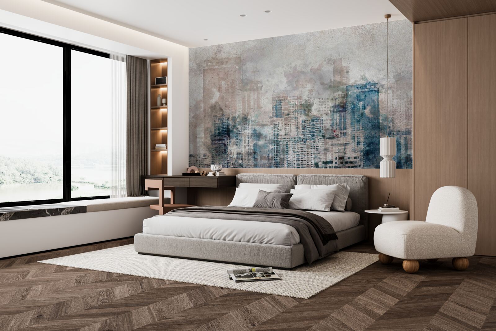 Fototapeta mgliste ulice nowoczesnego dużego miasta