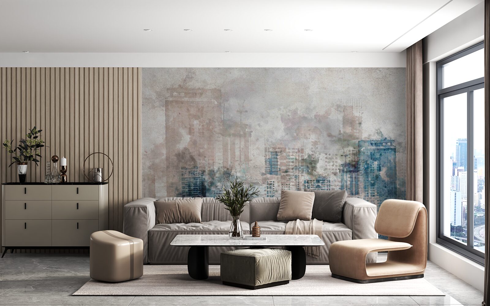 Fototapeta mgliste ulice nowoczesnego dużego miasta