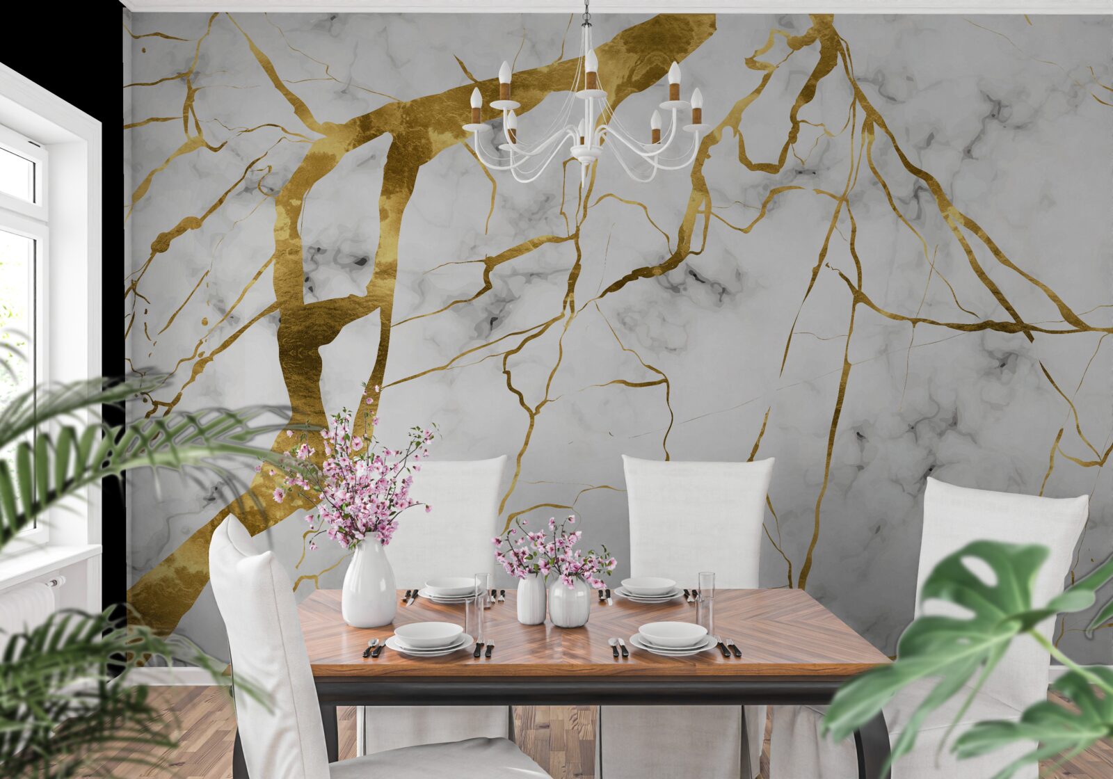 Fototapeta nocne niebo rozświetla błyskawica