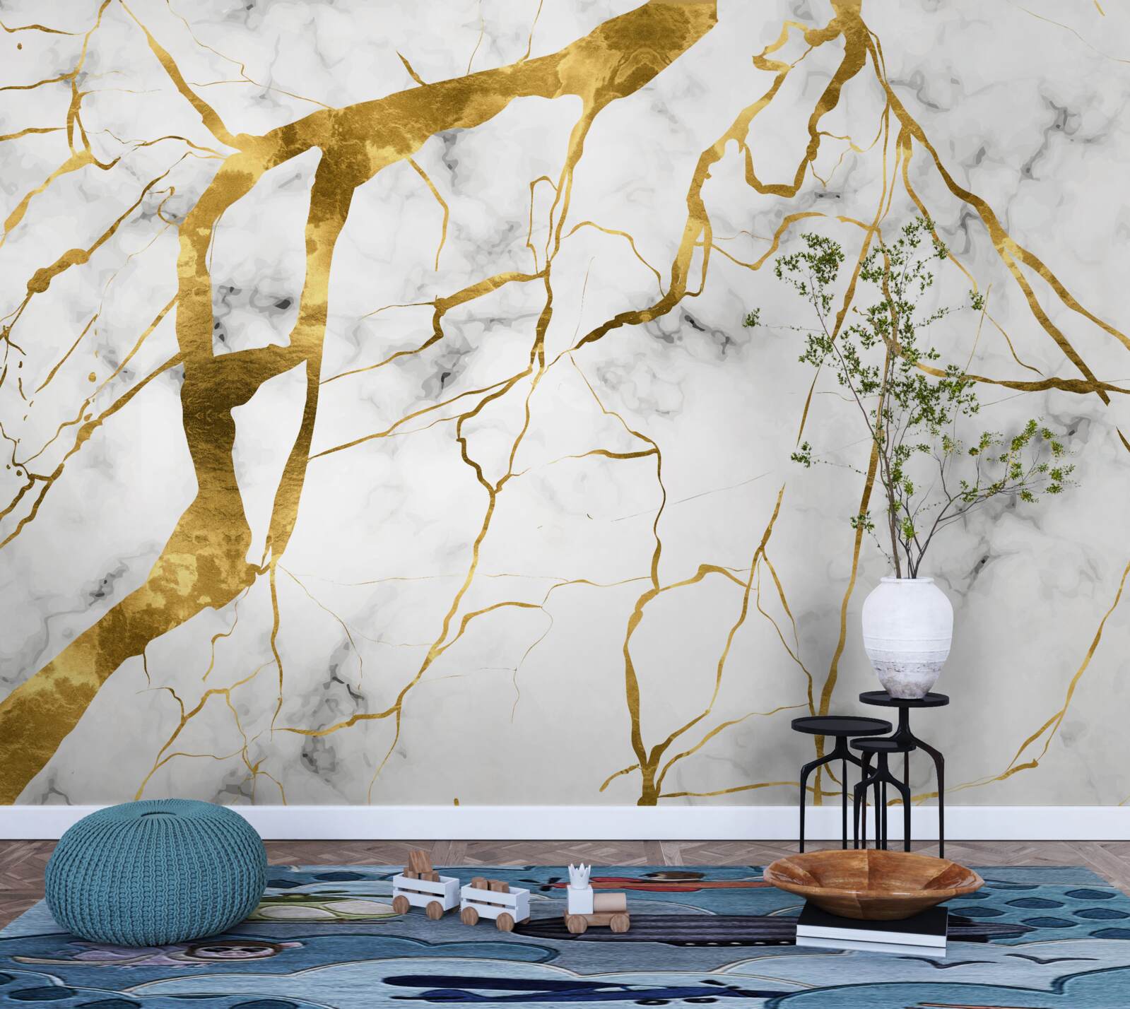 Fototapeta nocne niebo rozświetla błyskawica