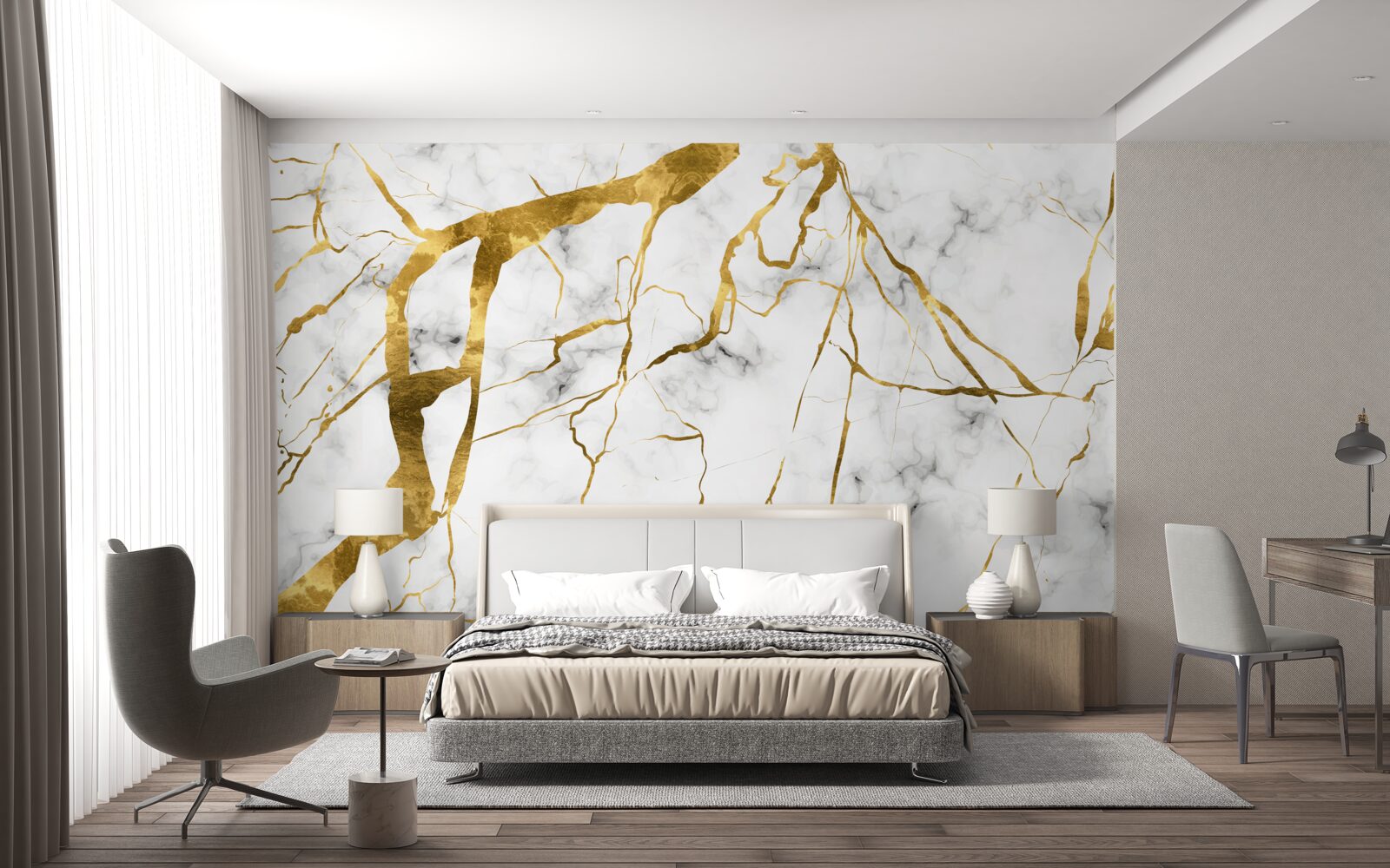 Fototapeta nocne niebo rozświetla błyskawica